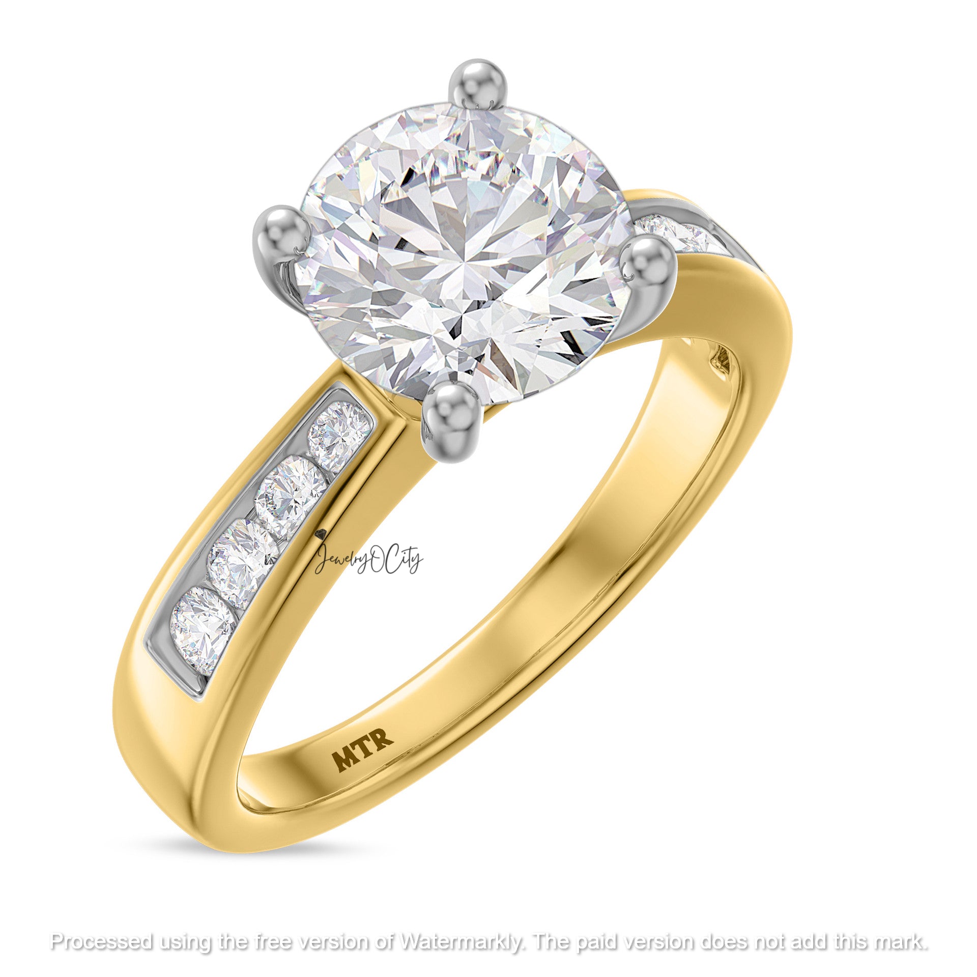 2.65Ct Round Cut Diamond Solitaire/Accent Anniversary Trio Ring Set