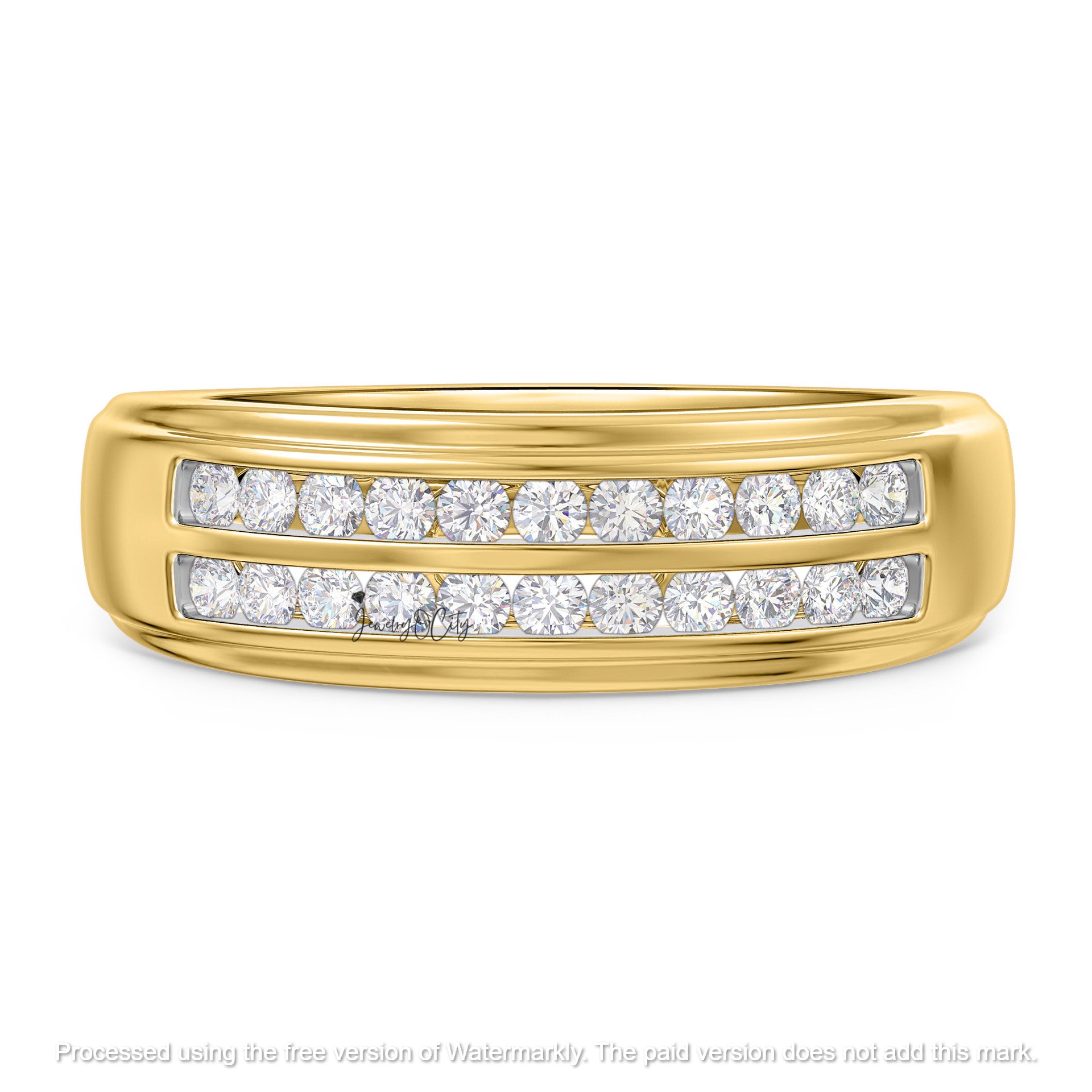 2.65Ct Round Cut Diamond Solitaire/Accent Anniversary Trio Ring Set