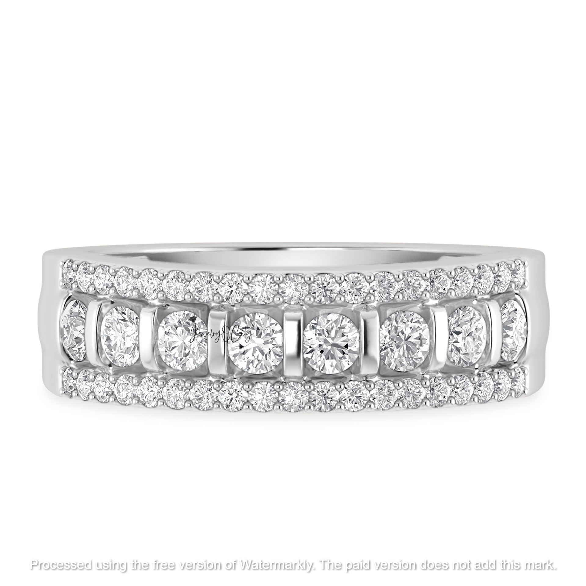 3.20Ct Pear Cut Diamond Five Stone Engagement & Wedding Trio Ring Set