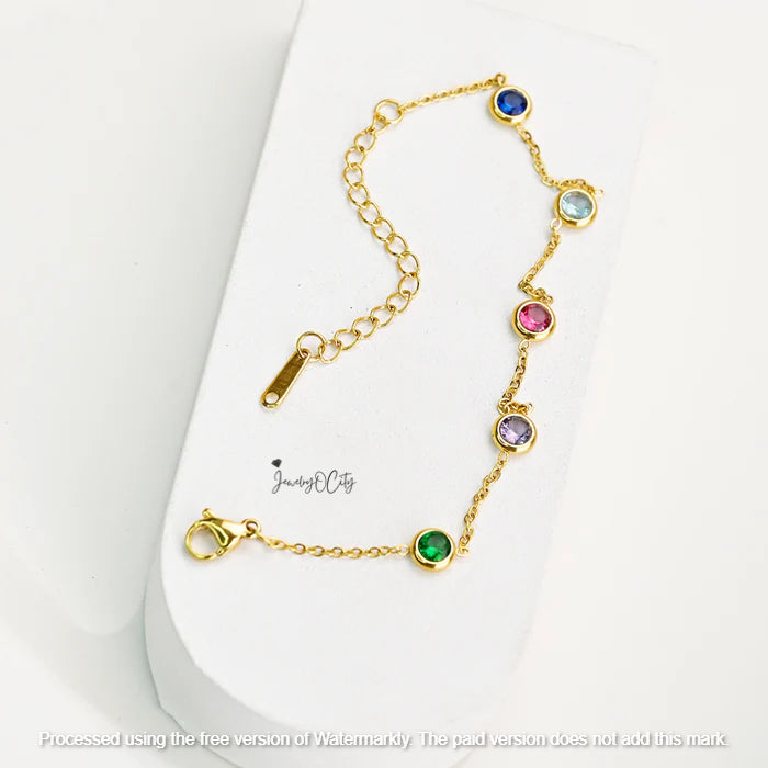 4Ct Multi Crystal Charm Bracelet For Her