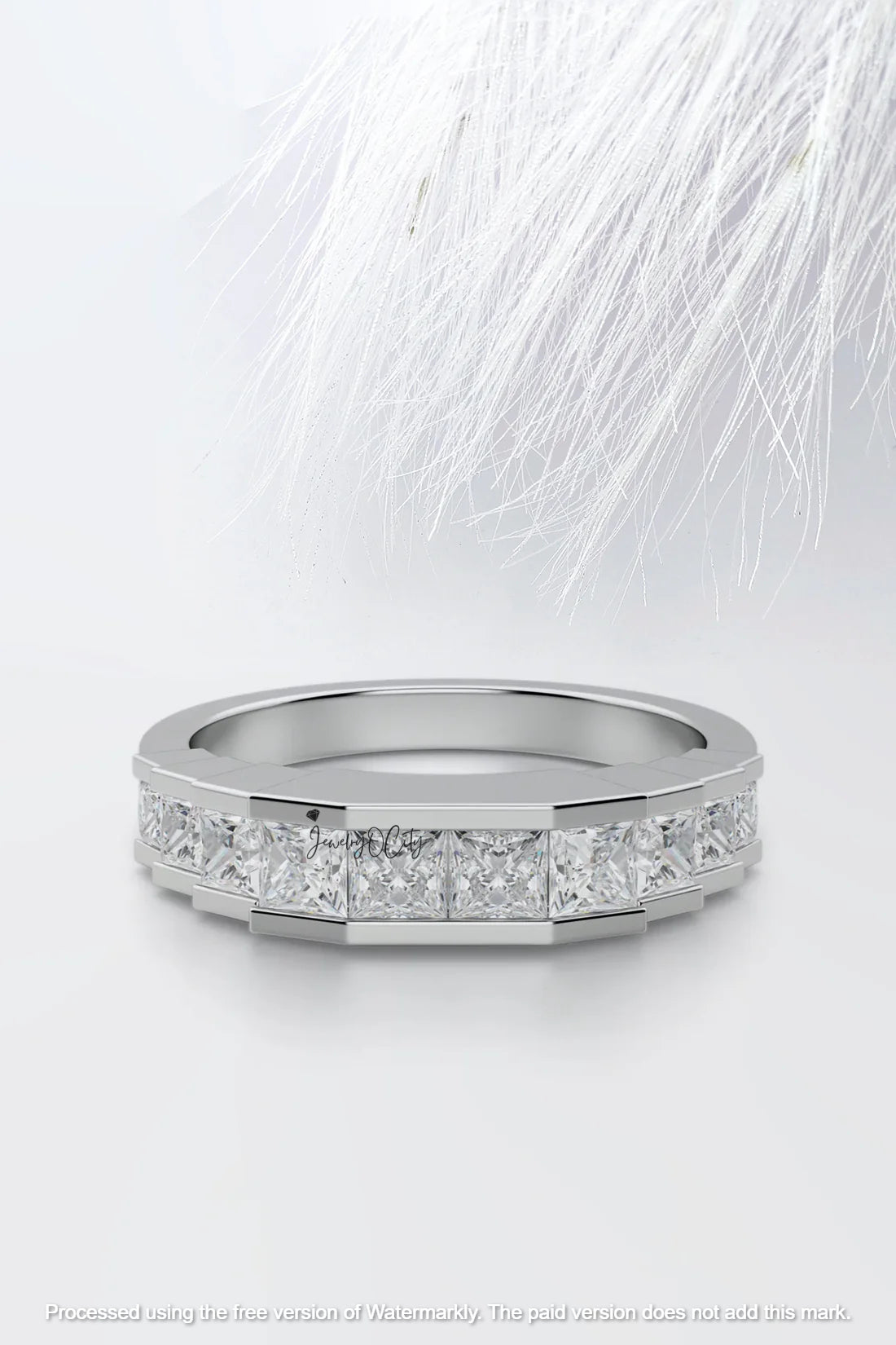 3.0Ct Princess Cut Half Eternity Diamond Engagement Band Ring For Her