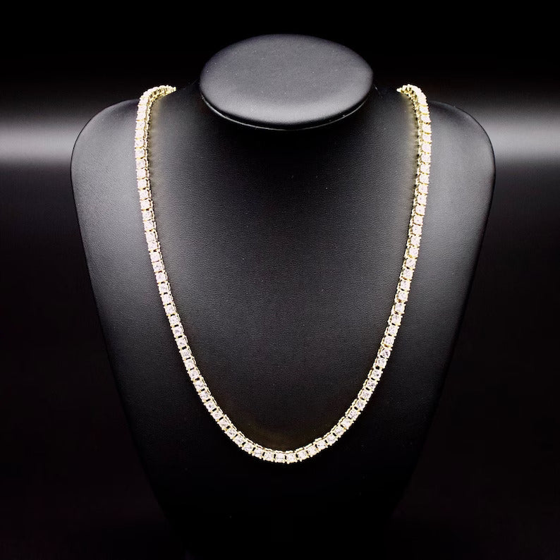 30Ct Round Cut VVS1 Diamond Unisex Tennis Necklace -4MM