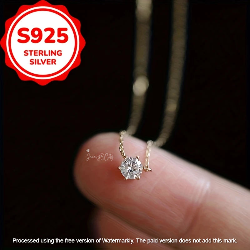 Natural 0.70Ct Round Cut 6 Prong Moissanite Pendant