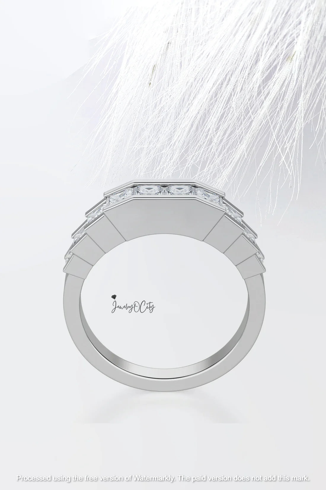 3.0Ct Princess Cut Half Eternity Diamond Engagement Band Ring For Her