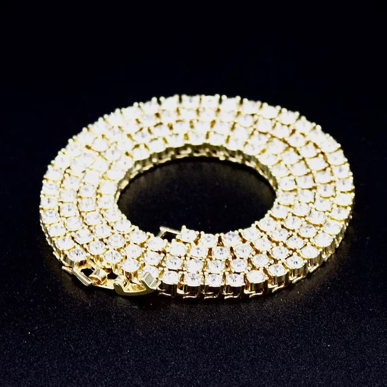 30Ct Round Cut VVS1 Diamond Unisex Tennis Necklace -4MM