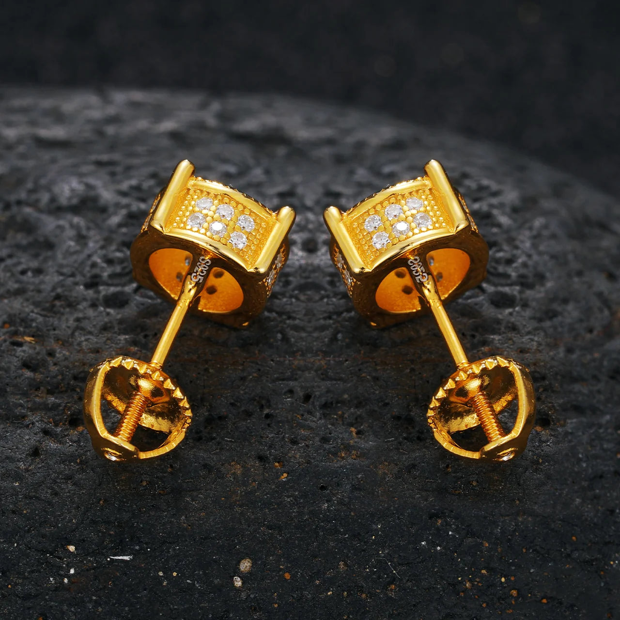 Men's Women's 14K Finish 3Ct Round Cut VVS1  Diamond Cluster Stud Earrings