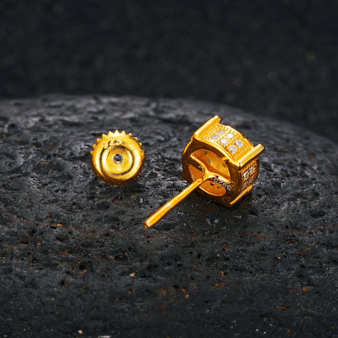 Men's Women's 14K Finish 3Ct Round Cut VVS1  Diamond Cluster Stud Earrings