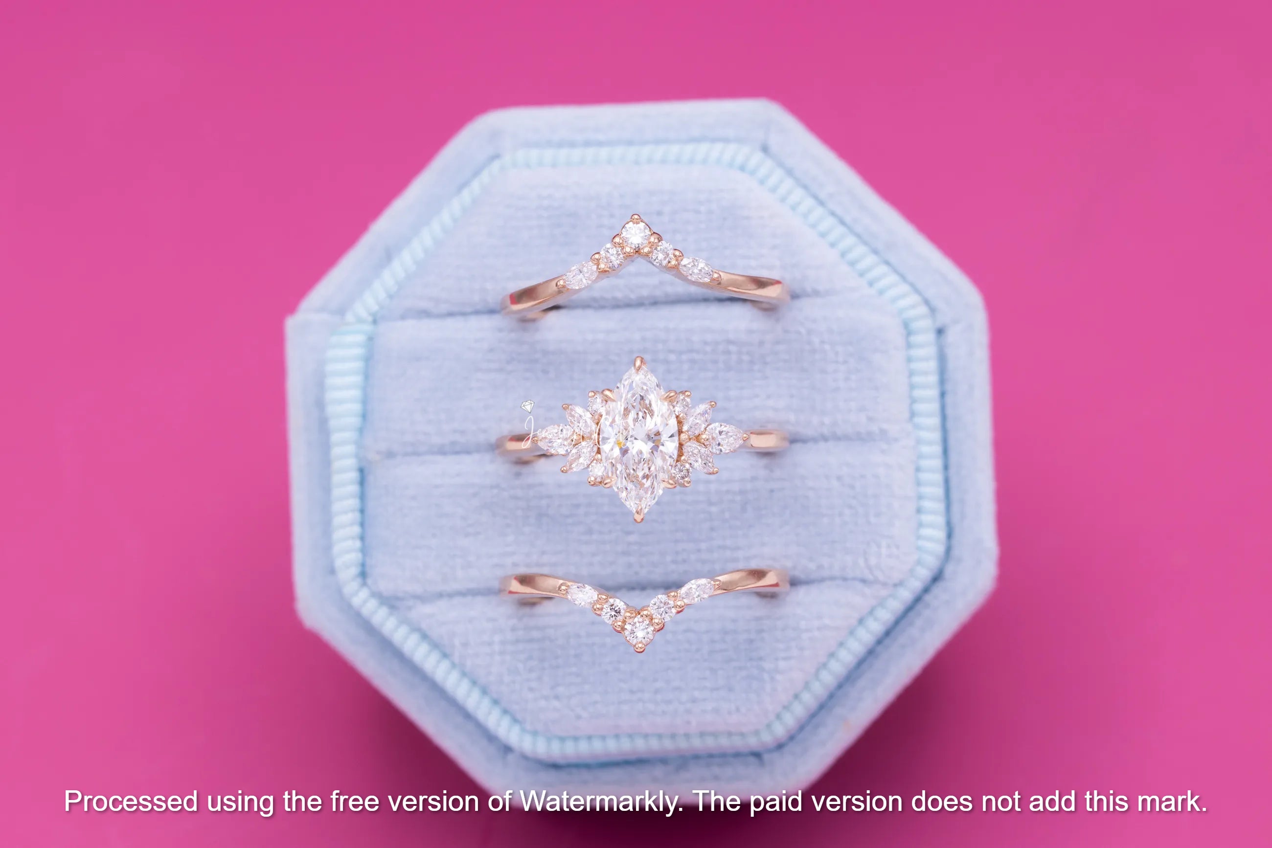 3.50Ct Marquise Cut Diamond Three Peace Bridal Ring Set