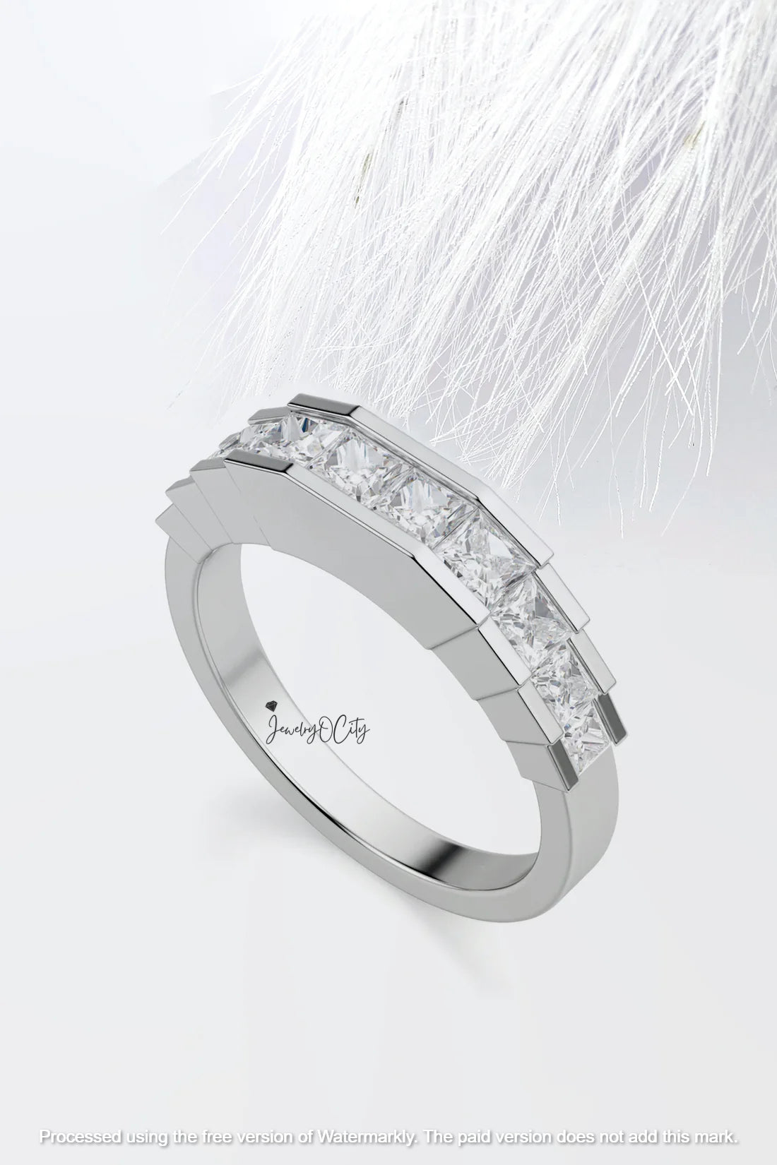 3.0Ct Princess Cut Half Eternity Diamond Engagement Band Ring For Her