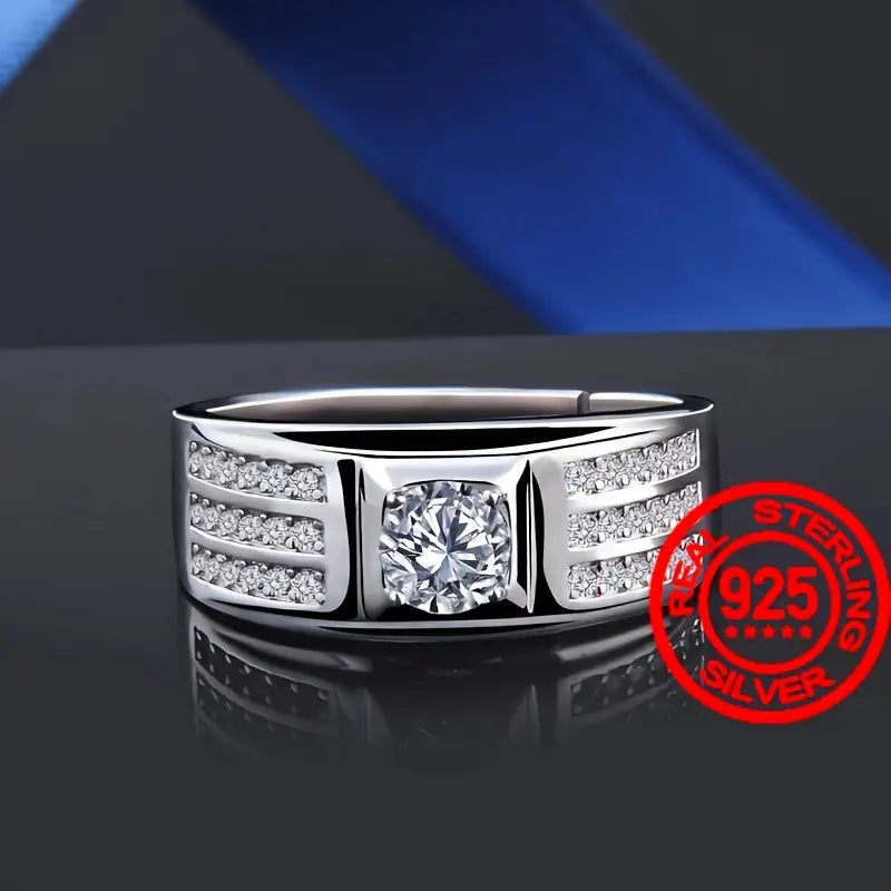 3.60Ct Round Cut Diamond Men's Solitaire With Accent Wedding Band