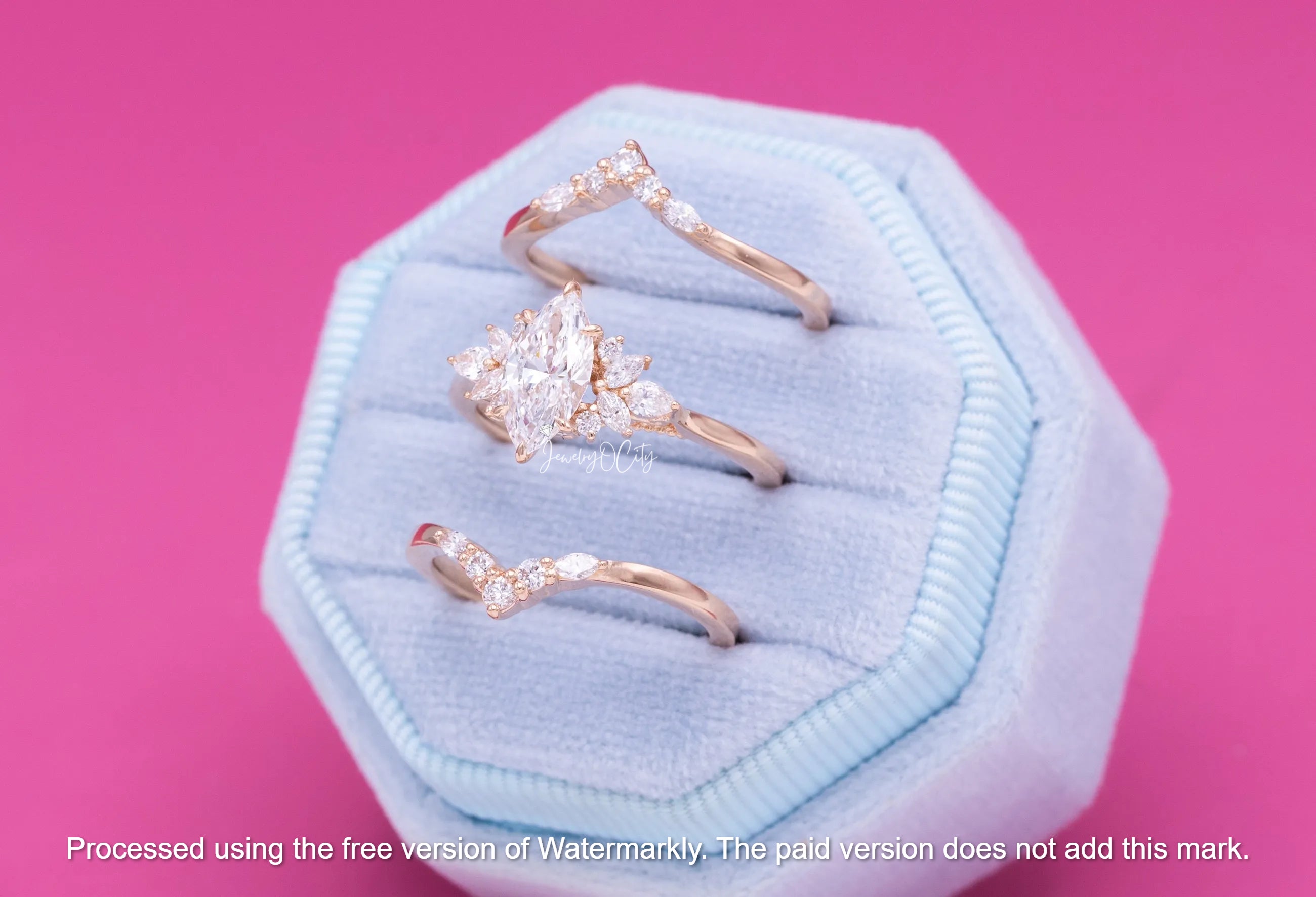 3.50Ct Marquise Cut Diamond Three Peace Bridal Ring Set