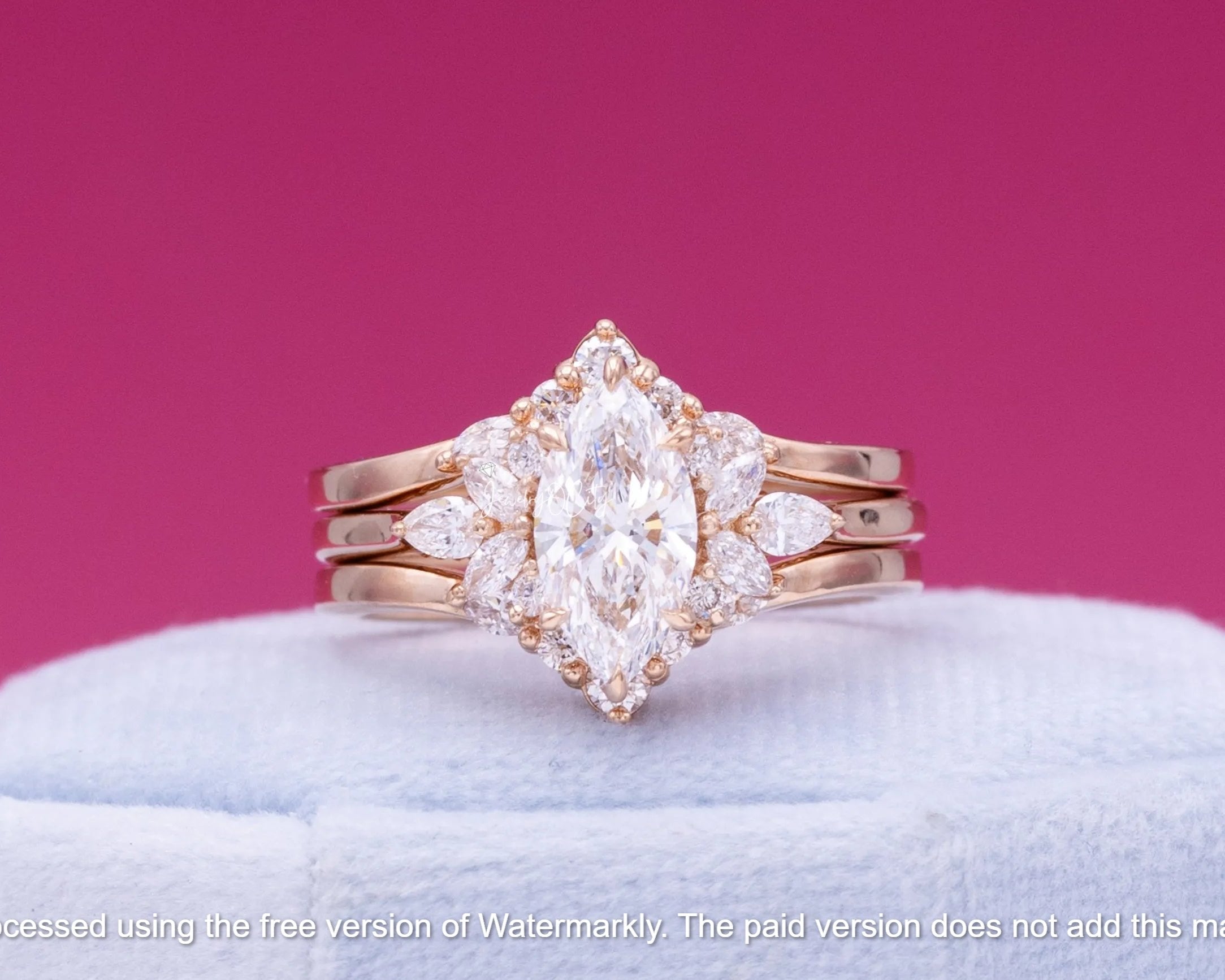 3.50Ct Marquise Cut Diamond Three Peace Bridal Ring Set