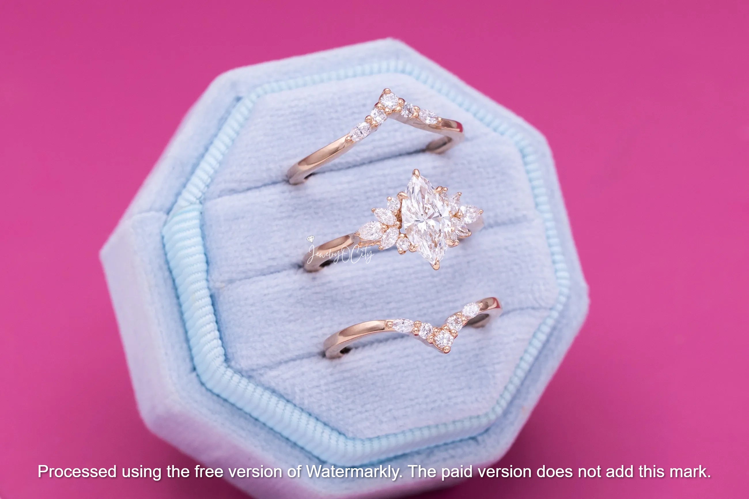 3.50Ct Marquise Cut Diamond Three Peace Bridal Ring Set