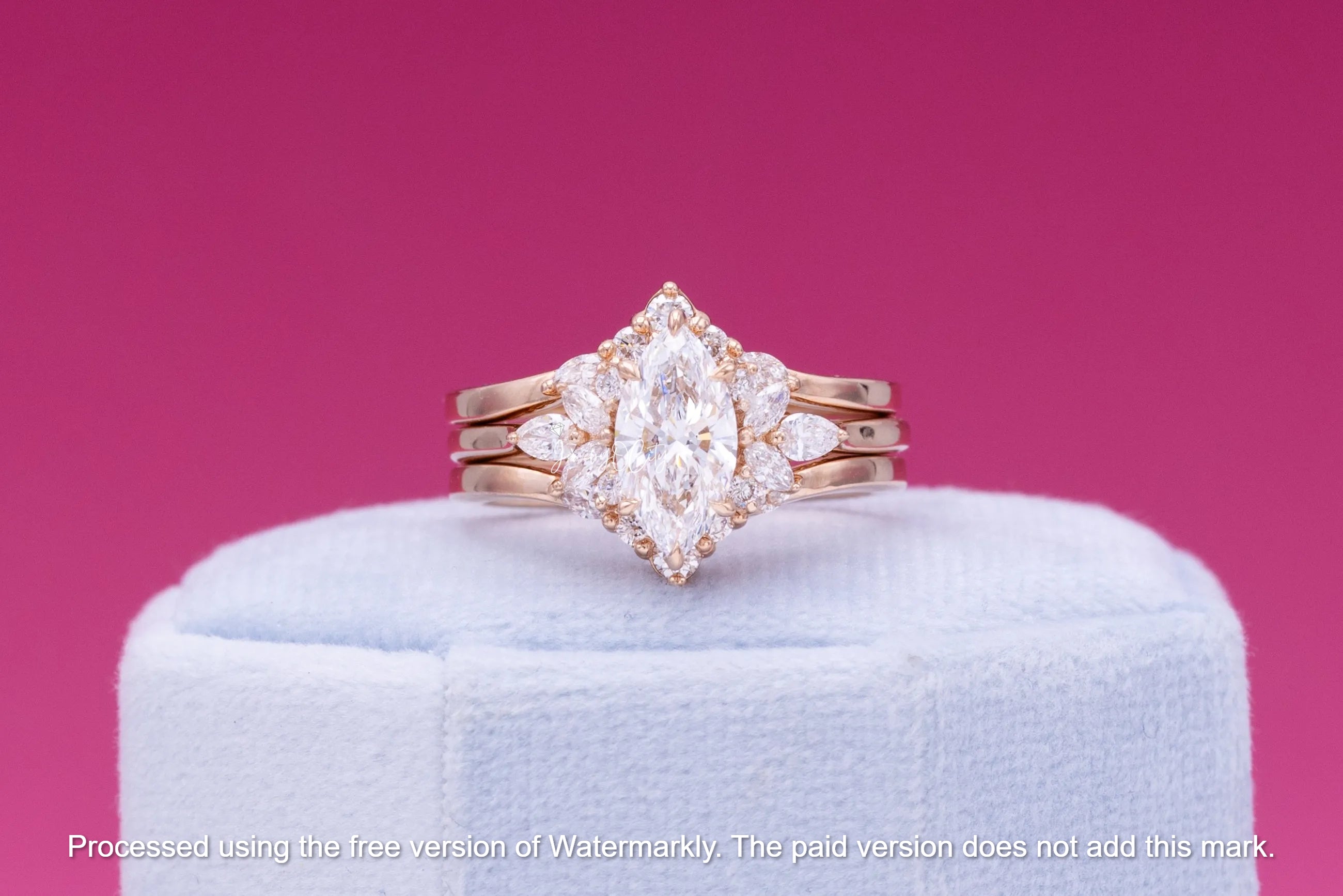 3.50Ct Marquise Cut Diamond Three Peace Bridal Ring Set