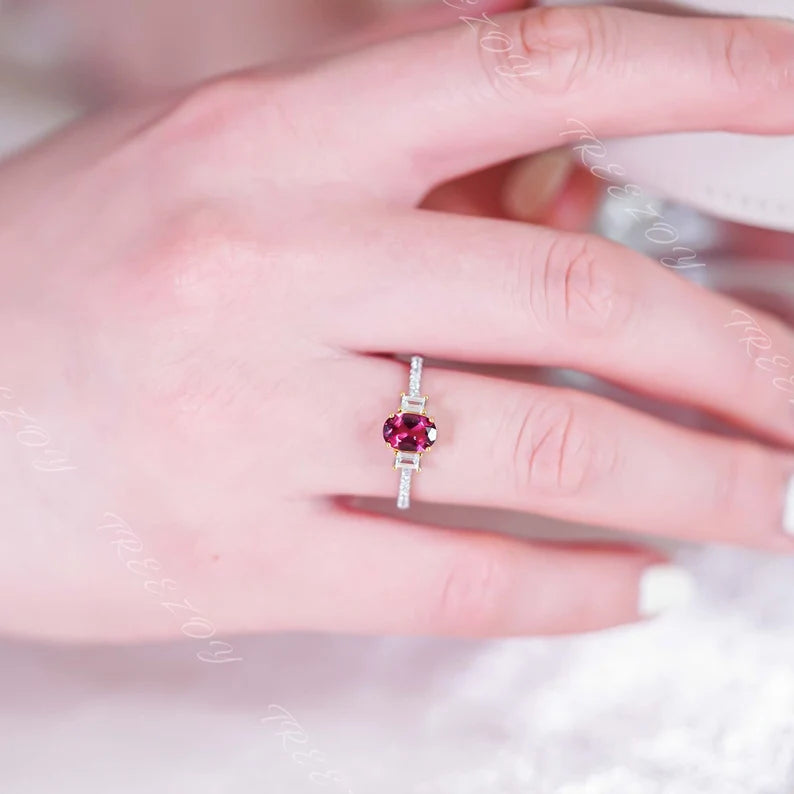 2.50Ct Oval Cut Pink Ruby & Diamond Engagement Ring