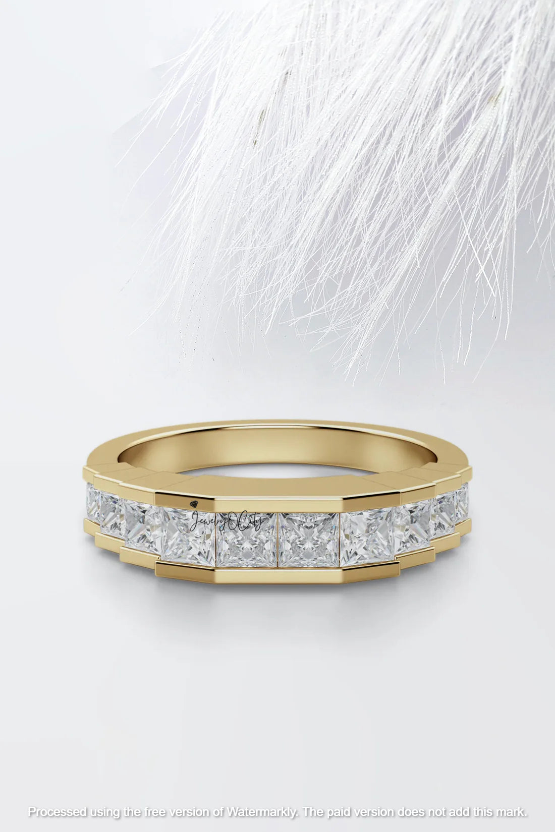 3.0Ct Princess Cut Half Eternity Diamond Engagement Band Ring For Her