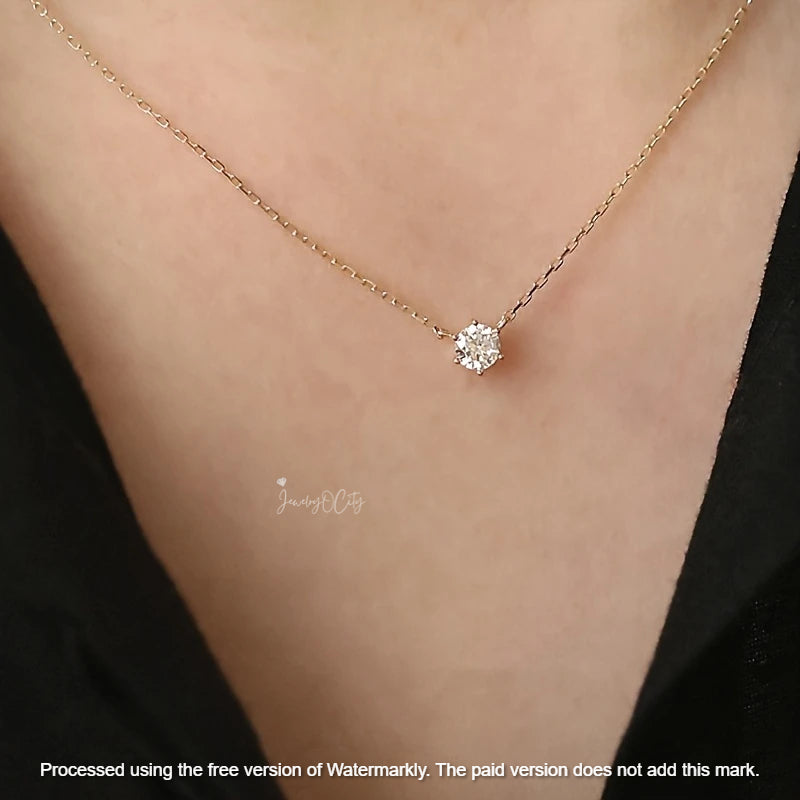 Natural 0.70Ct Round Cut 6 Prong Moissanite Pendant