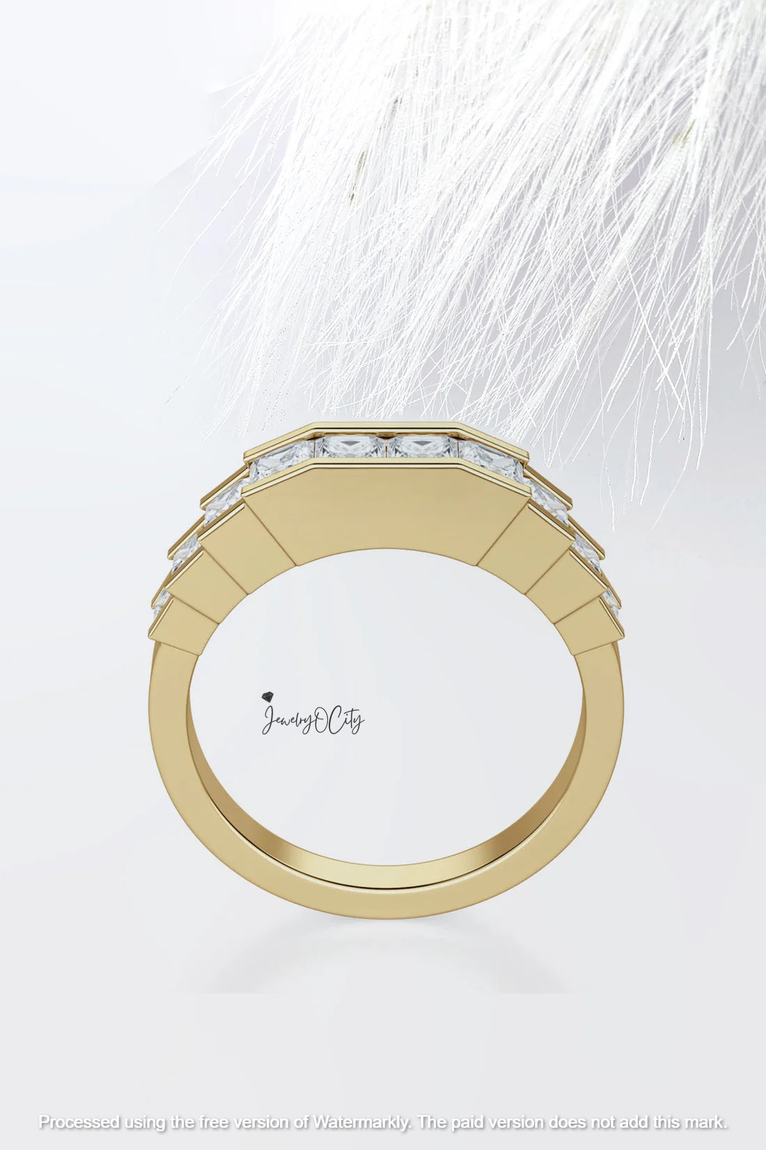 3.0Ct Princess Cut Half Eternity Diamond Engagement Band Ring For Her