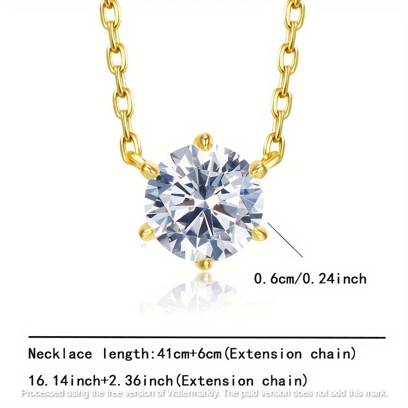 Natural 0.70Ct Round Cut 6 Prong Moissanite Pendant