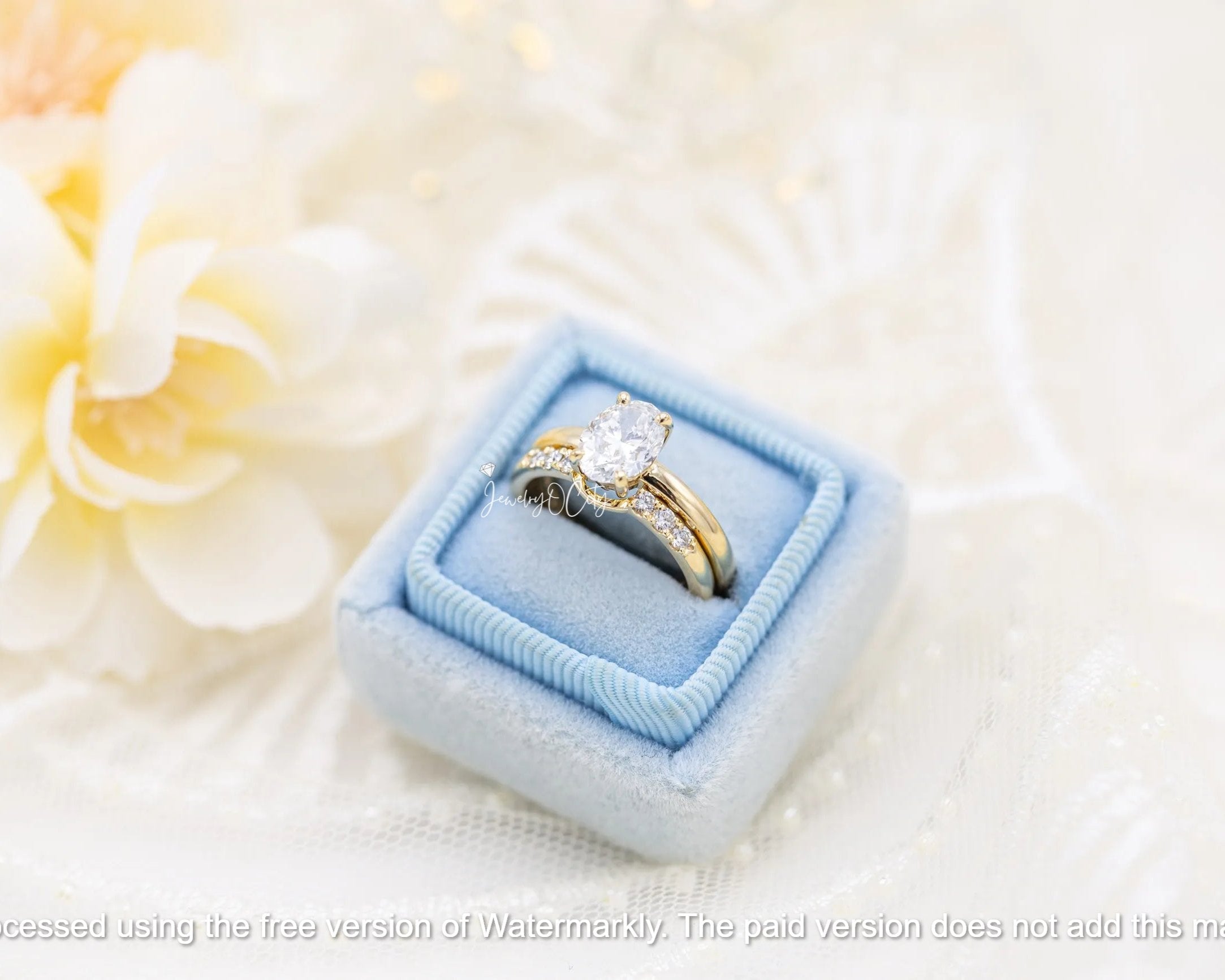 2.35Ct Oval Cut Diamond Half Eternity Band Bridal Ring Set For Her