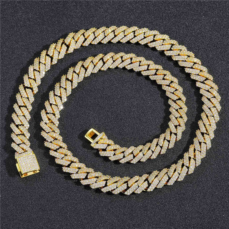 Men's Hip Hop Diamond Iced Cuban Link Necklace Chain