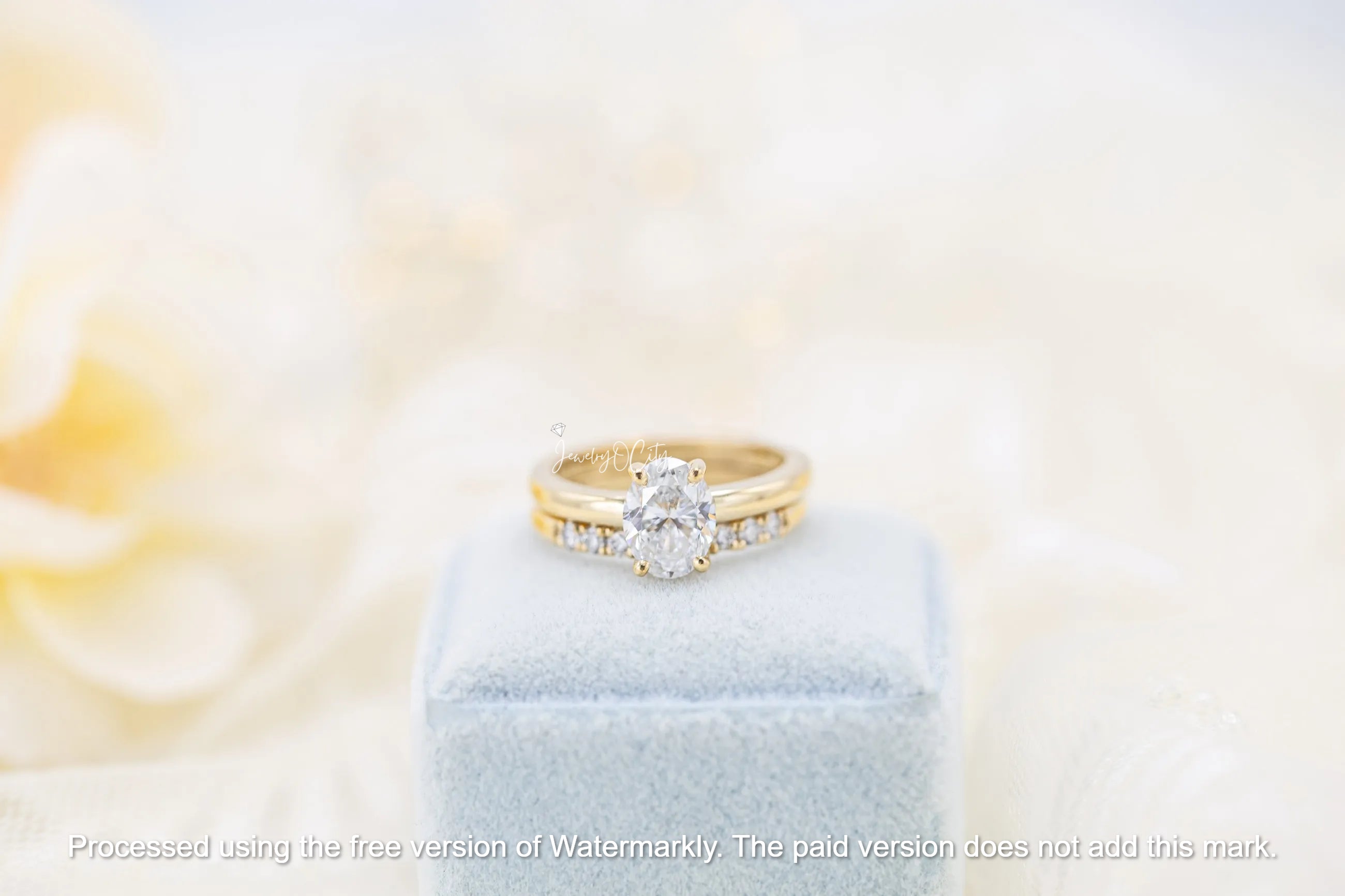 2.35Ct Oval Cut Diamond Half Eternity Band Bridal Ring Set For Her