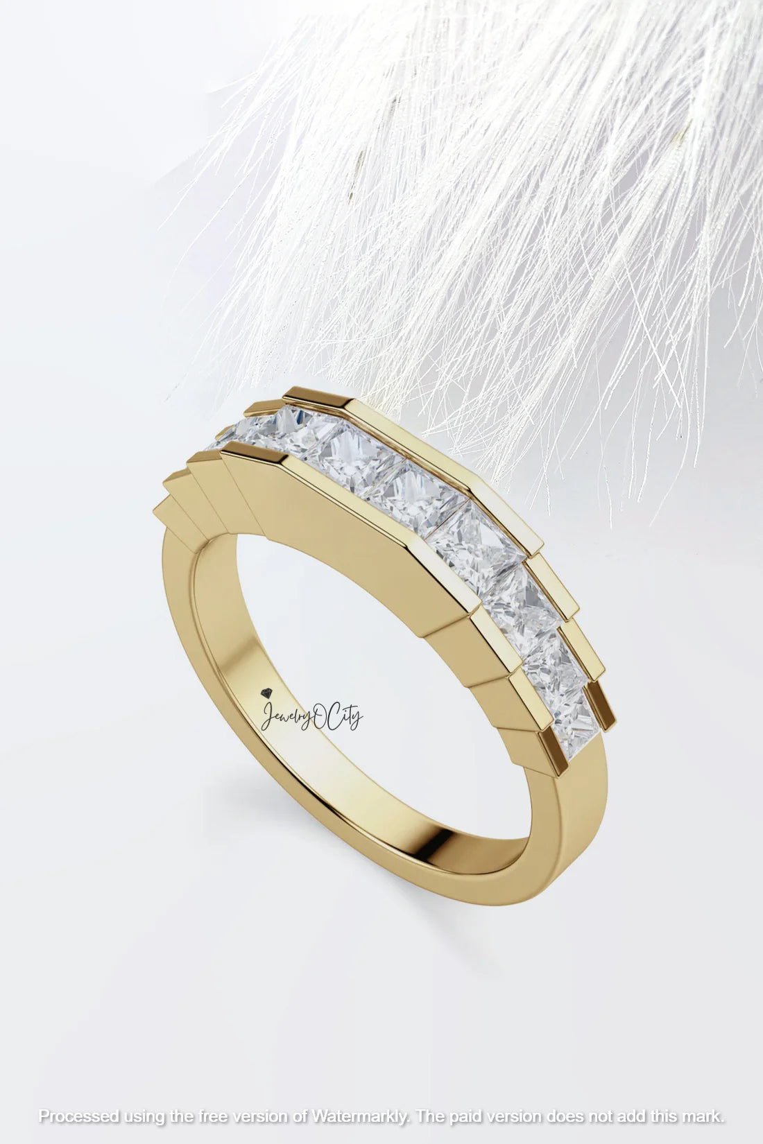 3.0Ct Princess Cut Half Eternity Diamond Engagement Band Ring For Her