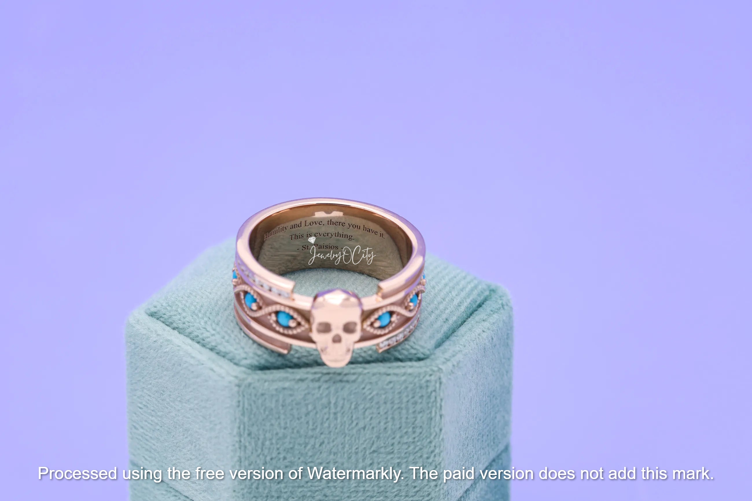 2.50Ct Round Cut Turquoise Men's Skull Band