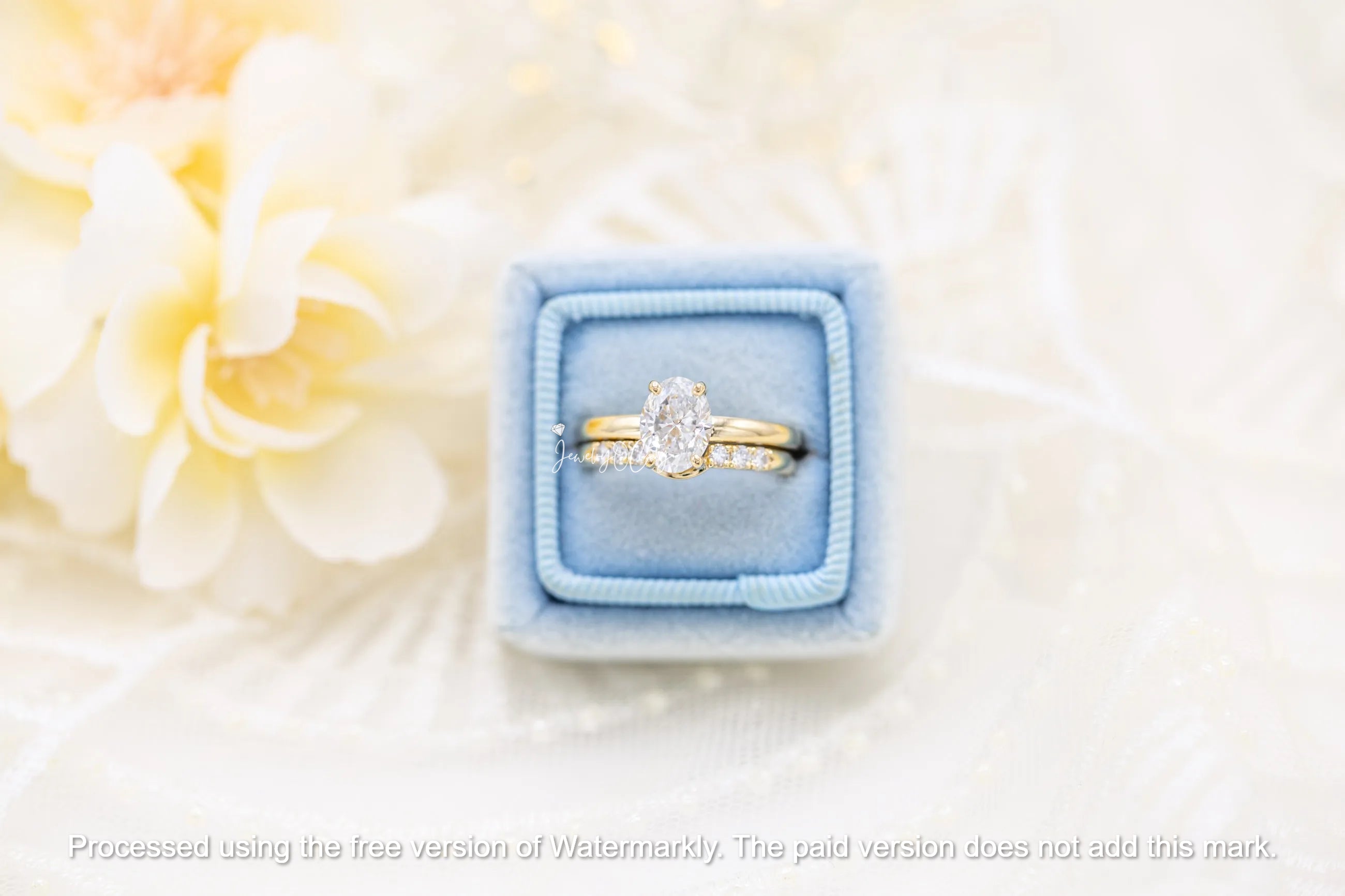 2.35Ct Oval Cut Diamond Half Eternity Band Bridal Ring Set For Her