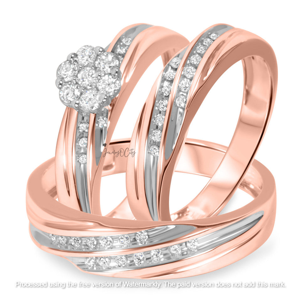 2.40Ct Diamond Wedding Trio Ring Set