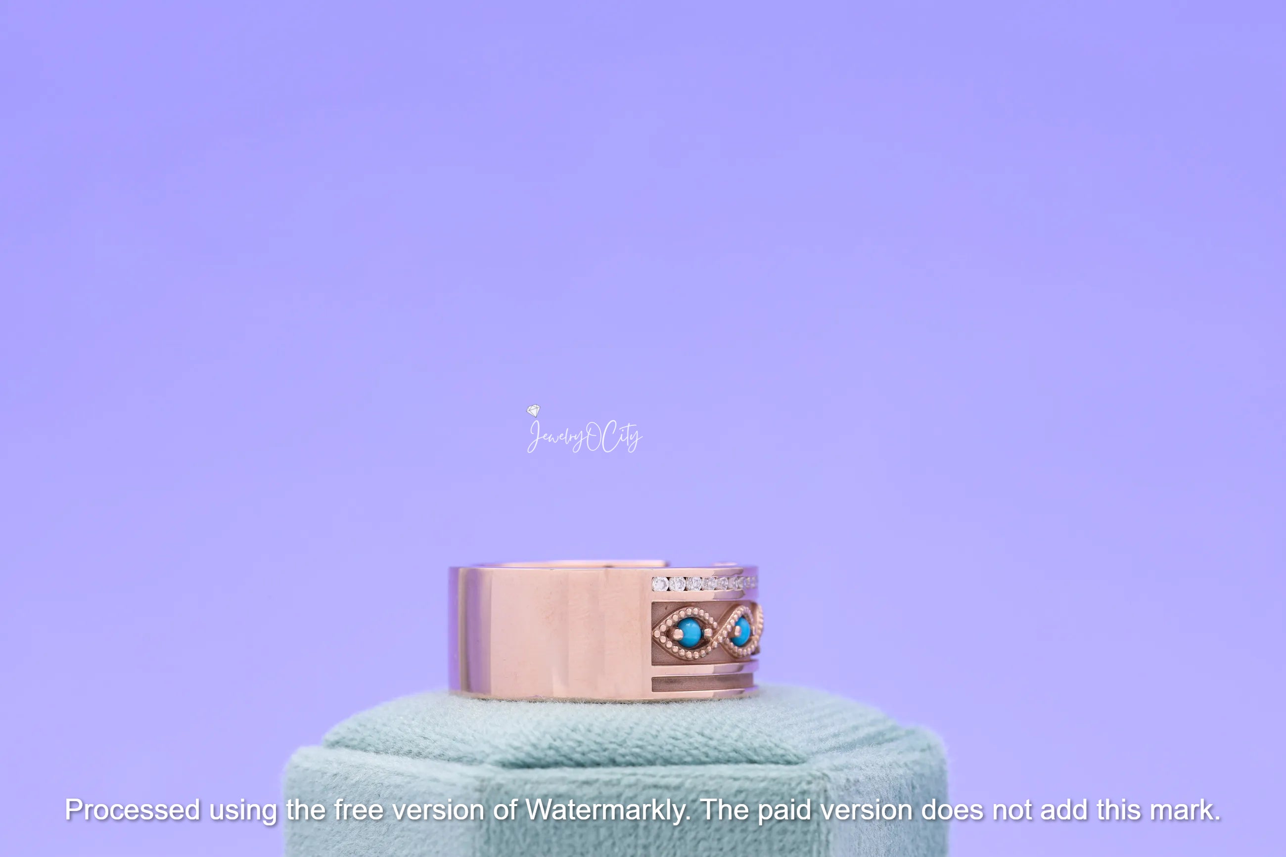 2.50Ct Round Cut Turquoise Men's Skull Band