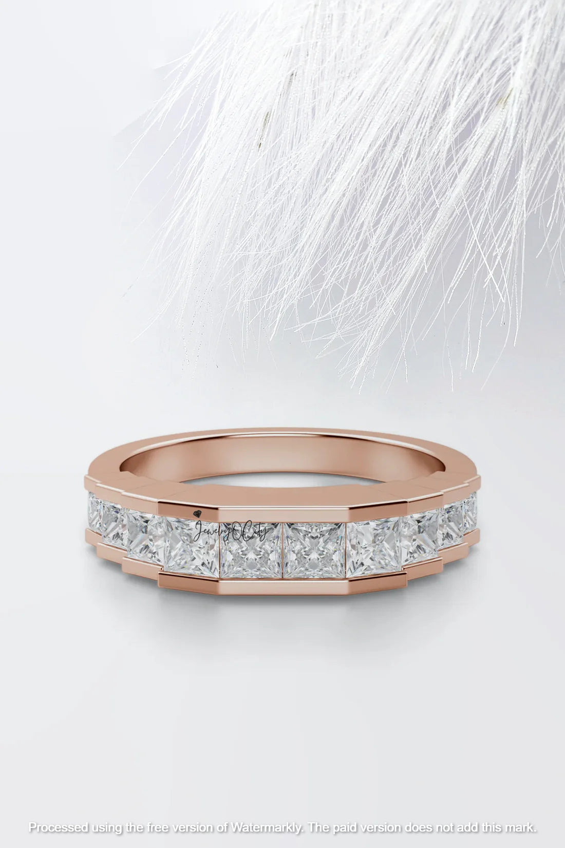 3.0Ct Princess Cut Half Eternity Diamond Engagement Band Ring For Her