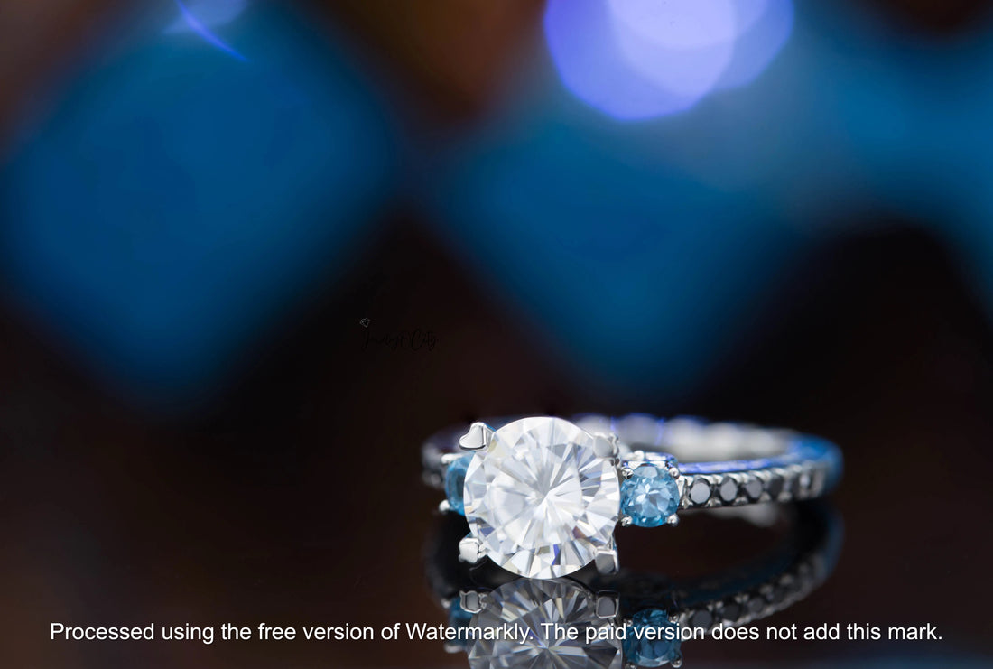 2.70Ct Blue Topaz & Diamond Heart Pave Ring For Her