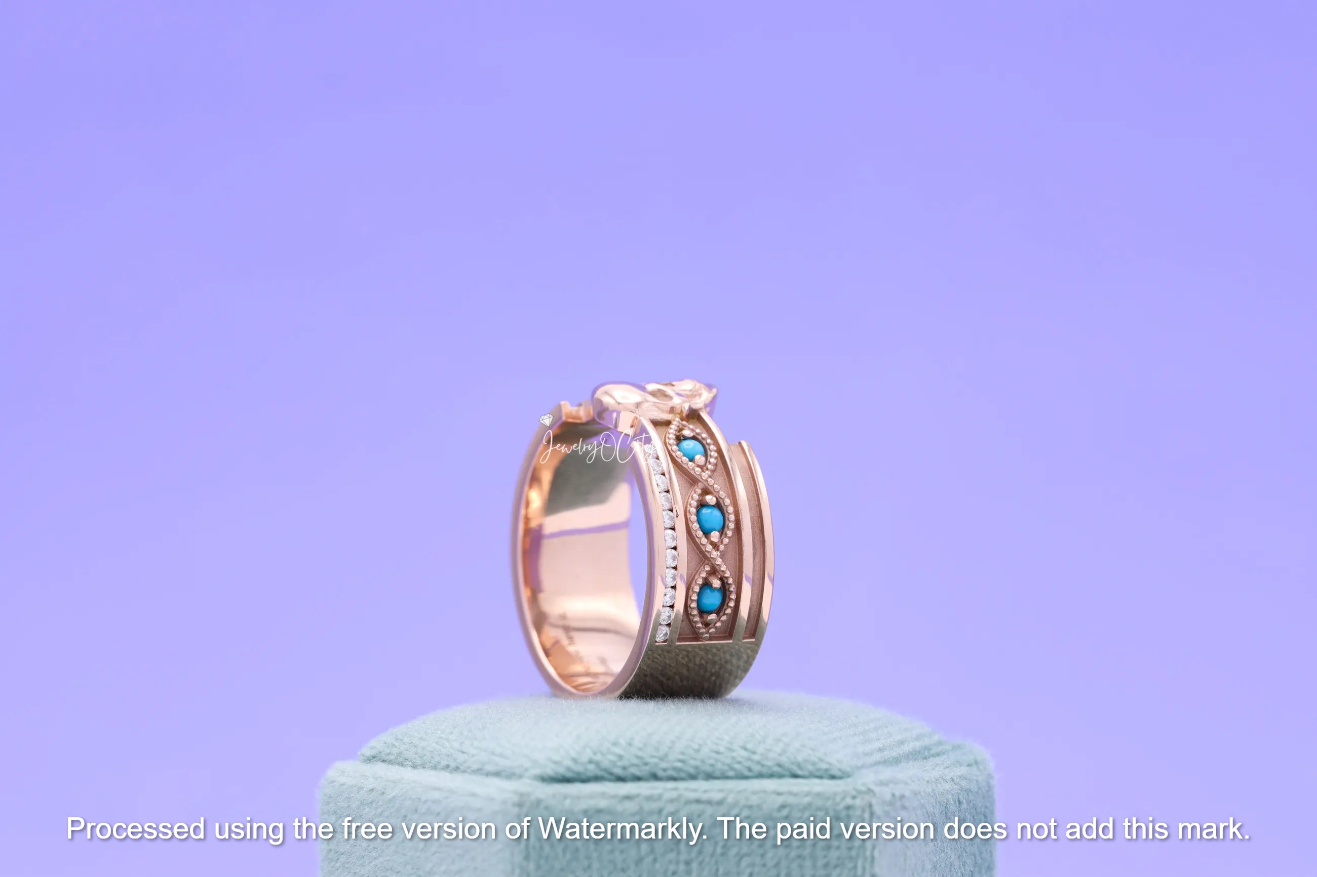 2.50Ct Round Cut Turquoise Men's Skull Band