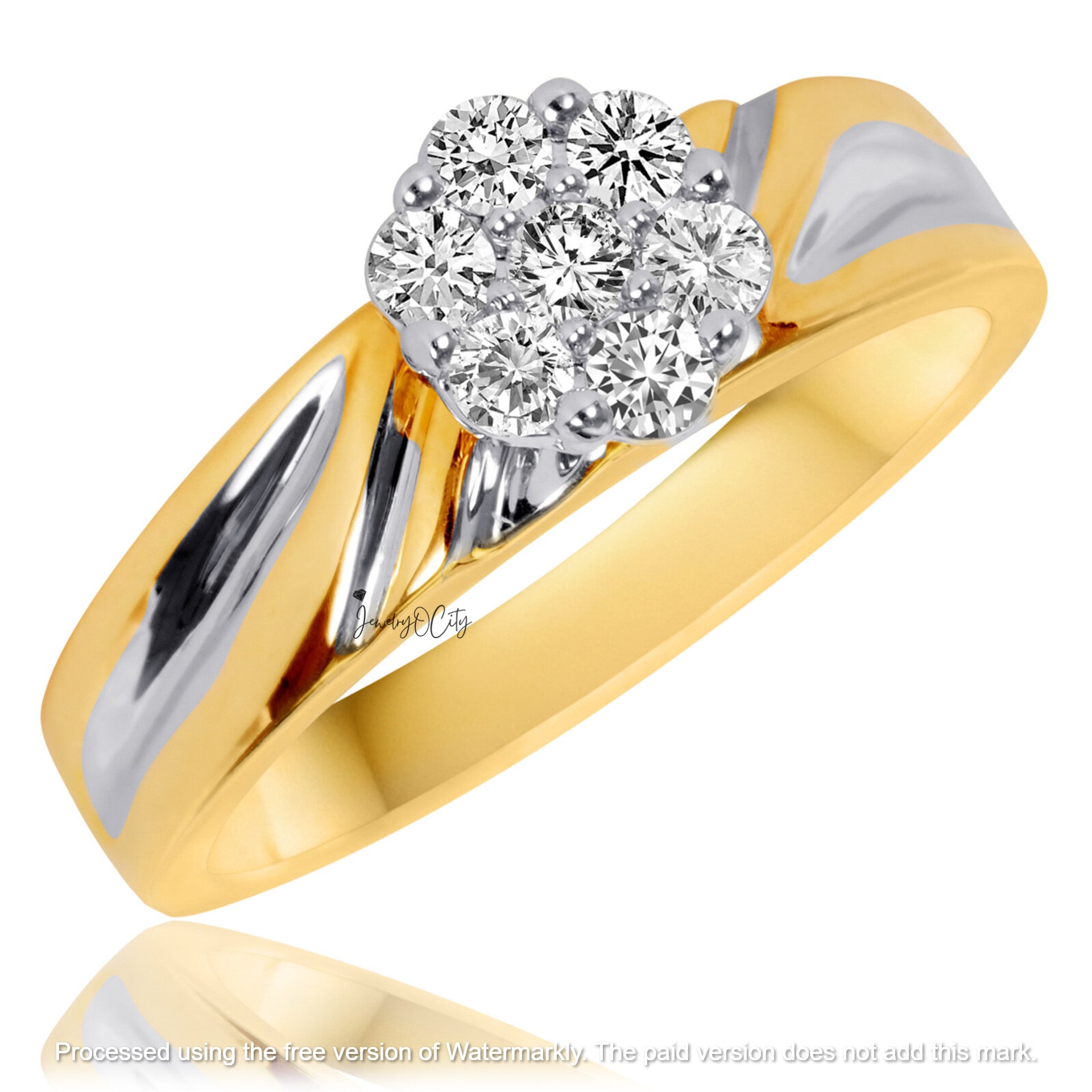 3Ct Round Cut Diamond Cluster Curve Engagement & Wedding Trio Ring Set