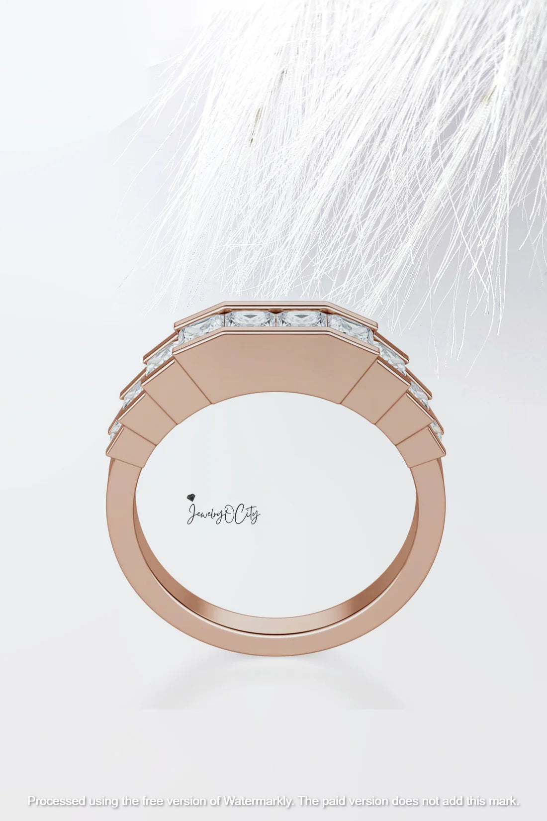 3.0Ct Princess Cut Half Eternity Diamond Engagement Band Ring For Her