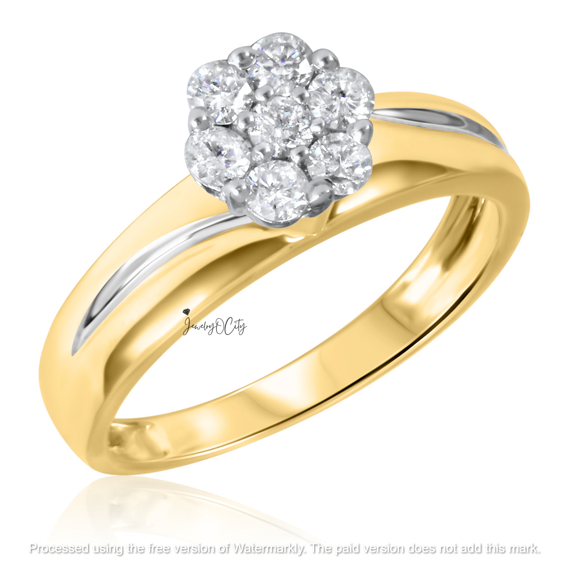 2.40Ct Round Cut Diamond Cluster Engagement & Wedding Trio Ring Set