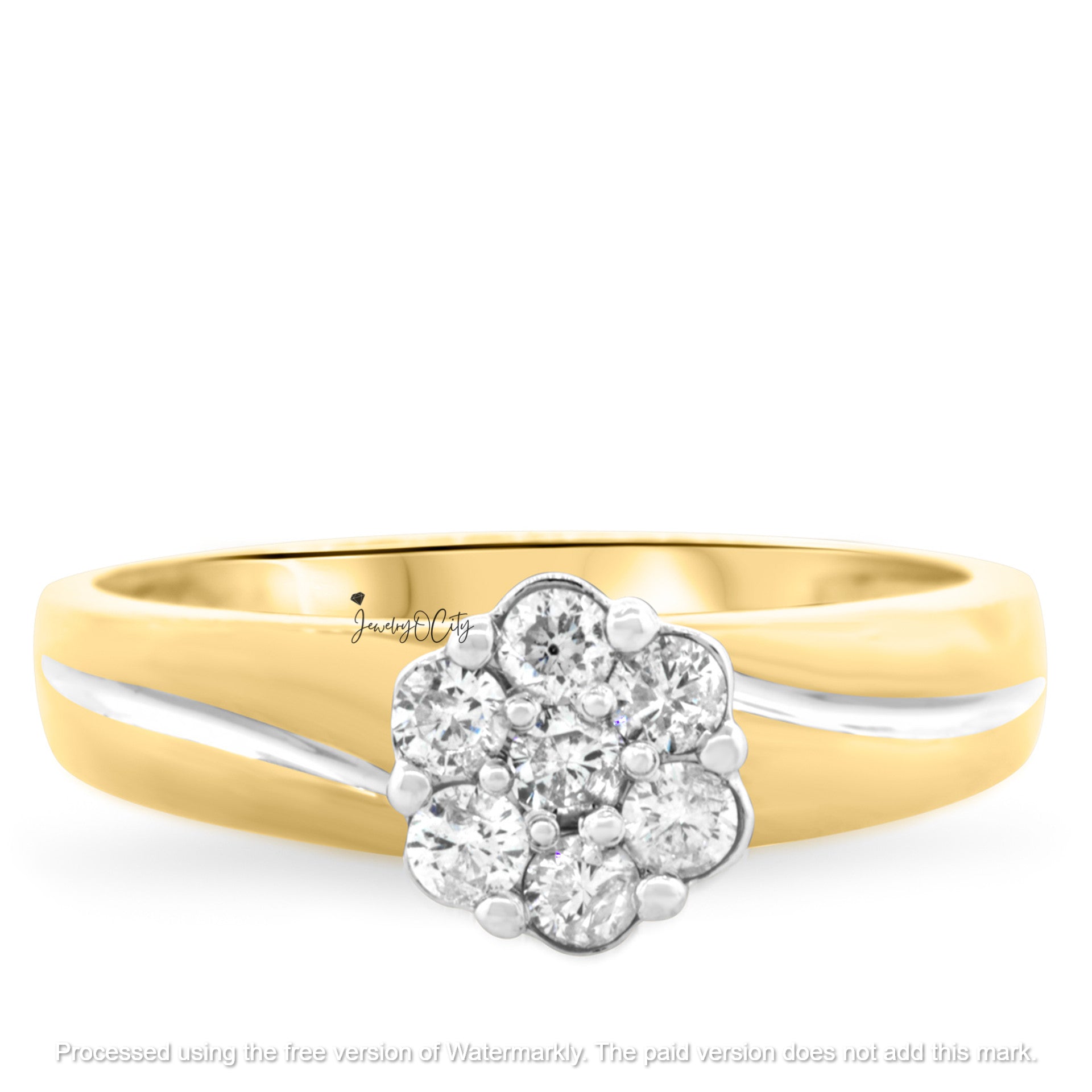 2.40Ct Round Cut Diamond Cluster Engagement & Wedding Trio Ring Set