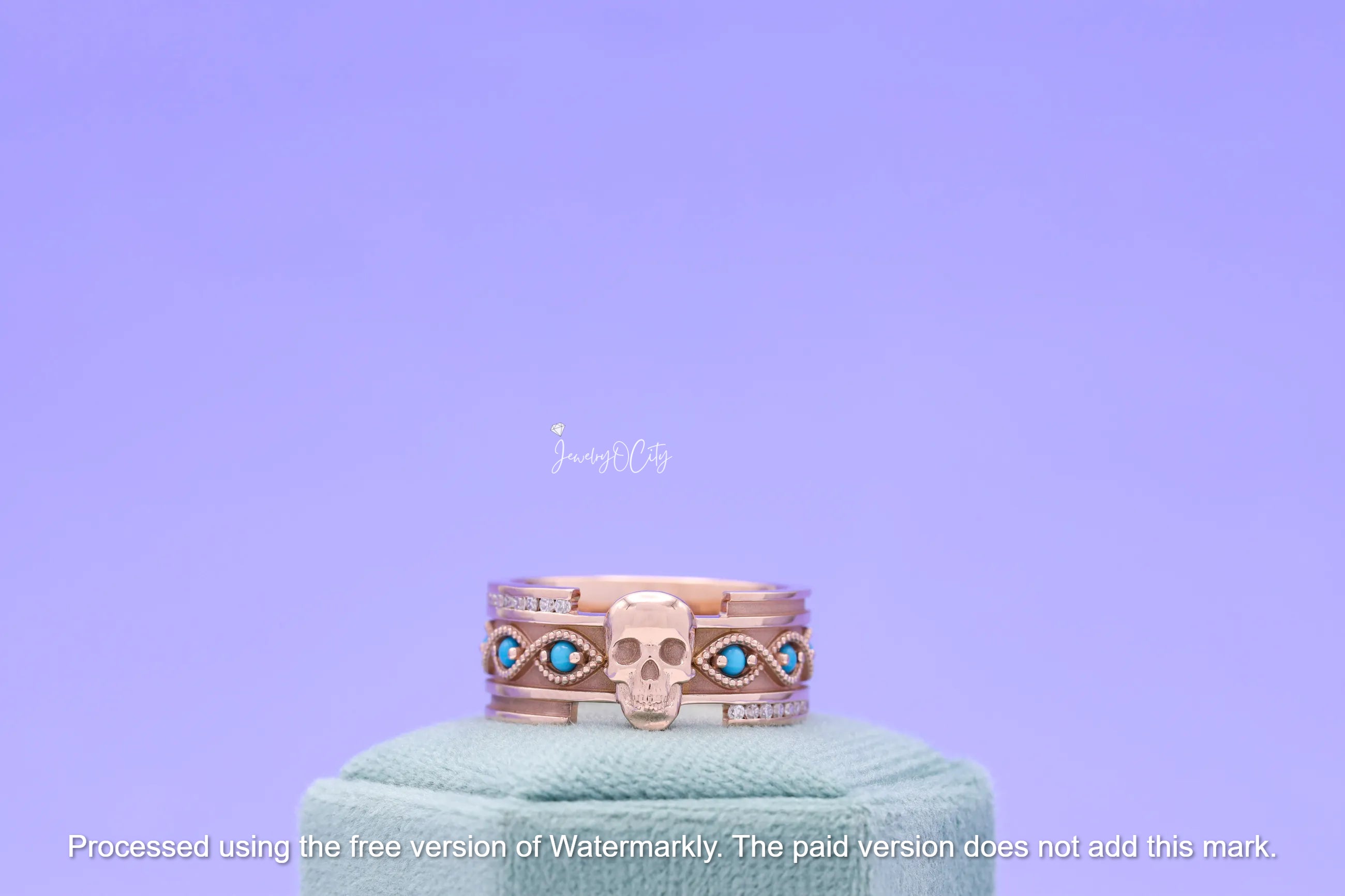 2.50Ct Round Cut Turquoise Men's Skull Band