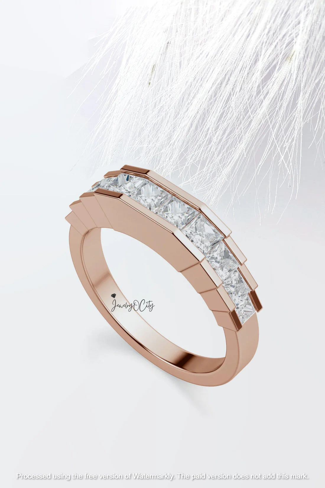 3.0Ct Princess Cut Half Eternity Diamond Engagement Band Ring For Her