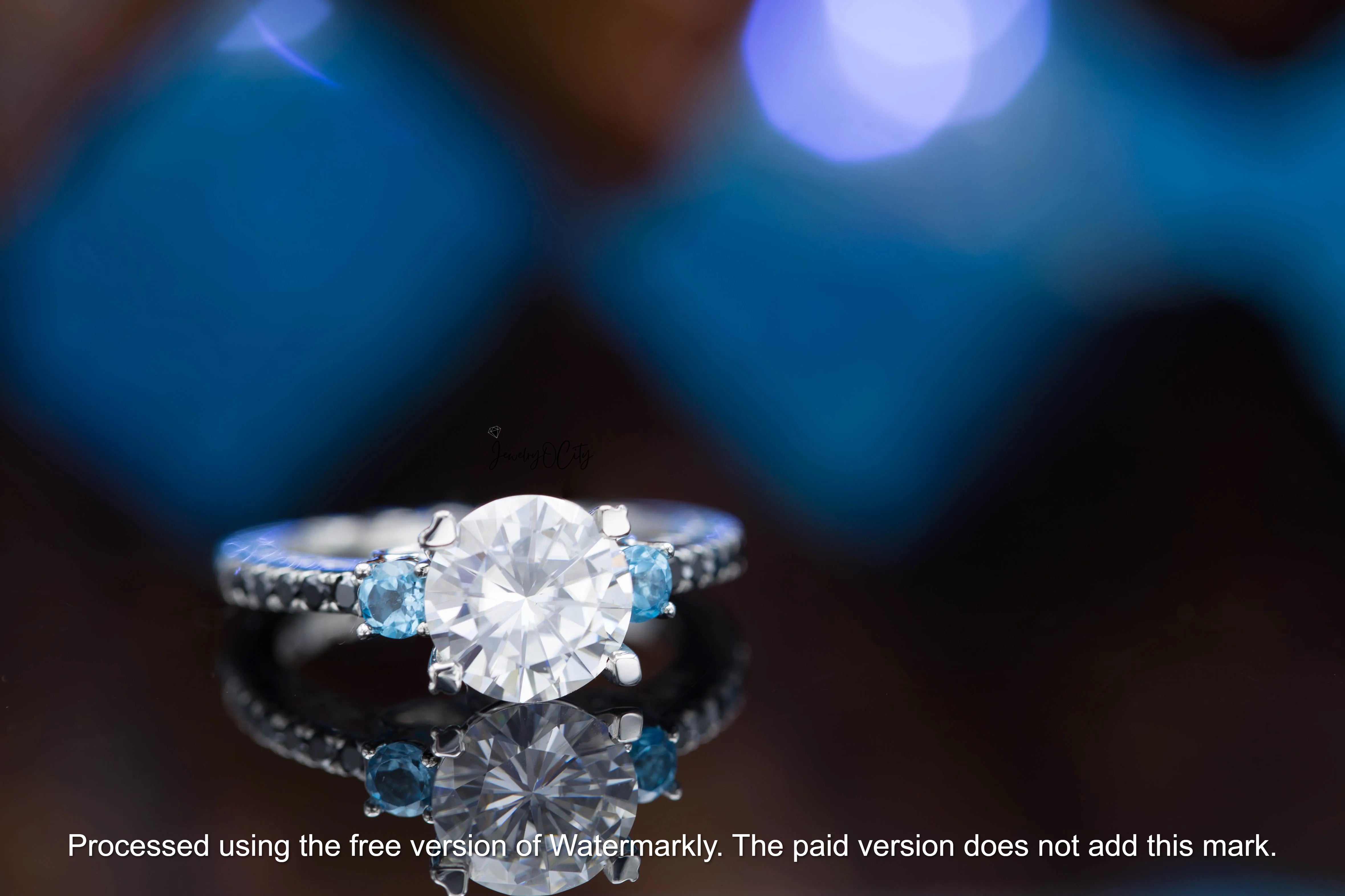 2.70Ct Blue Topaz & Diamond Heart Pave Ring For Her