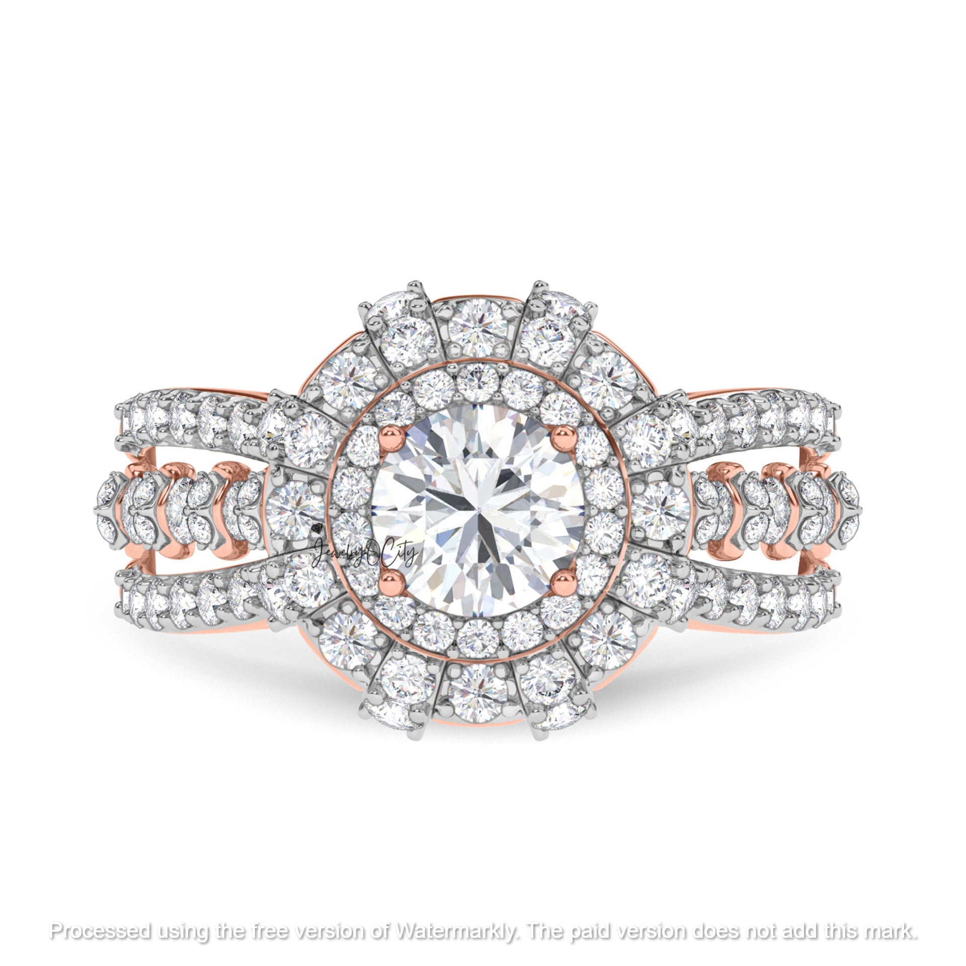 3.60Ct Round Cut Diamond Double Halo Leaf Anniversary Trio Ring Set