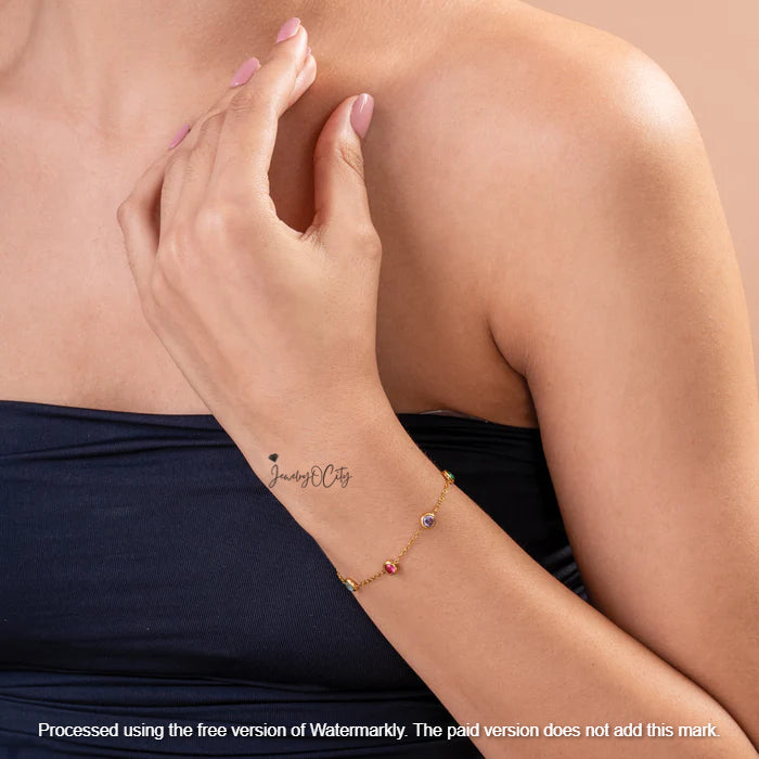 4Ct Multi Crystal Charm Bracelet For Her