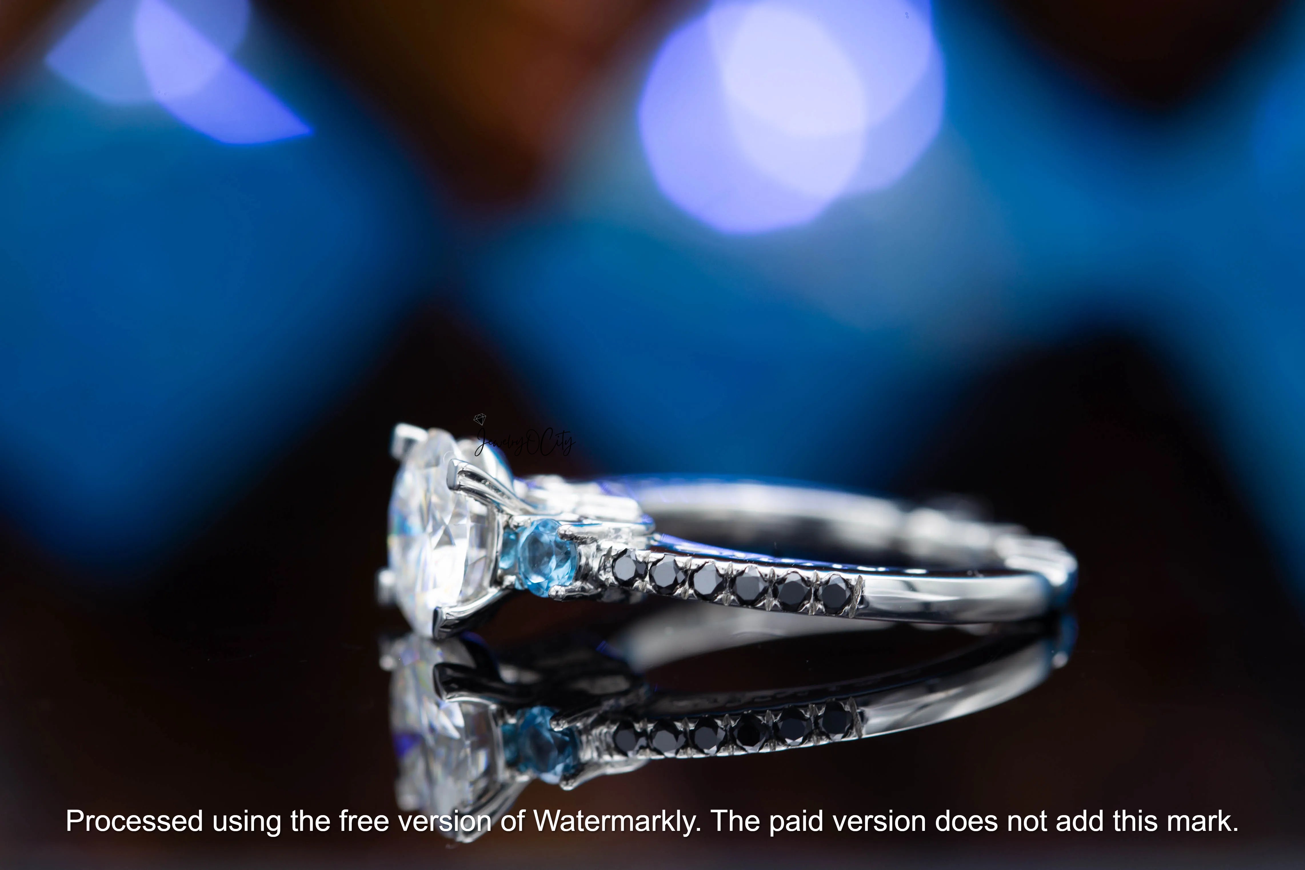 2.70Ct Blue Topaz & Diamond Heart Pave Ring For Her