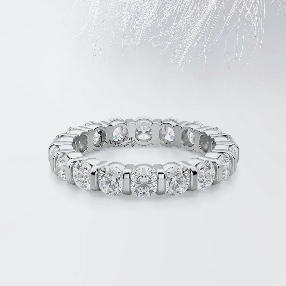 2.90Ct Round Cut Full Eternity Diamond Engagement Band Ring For He