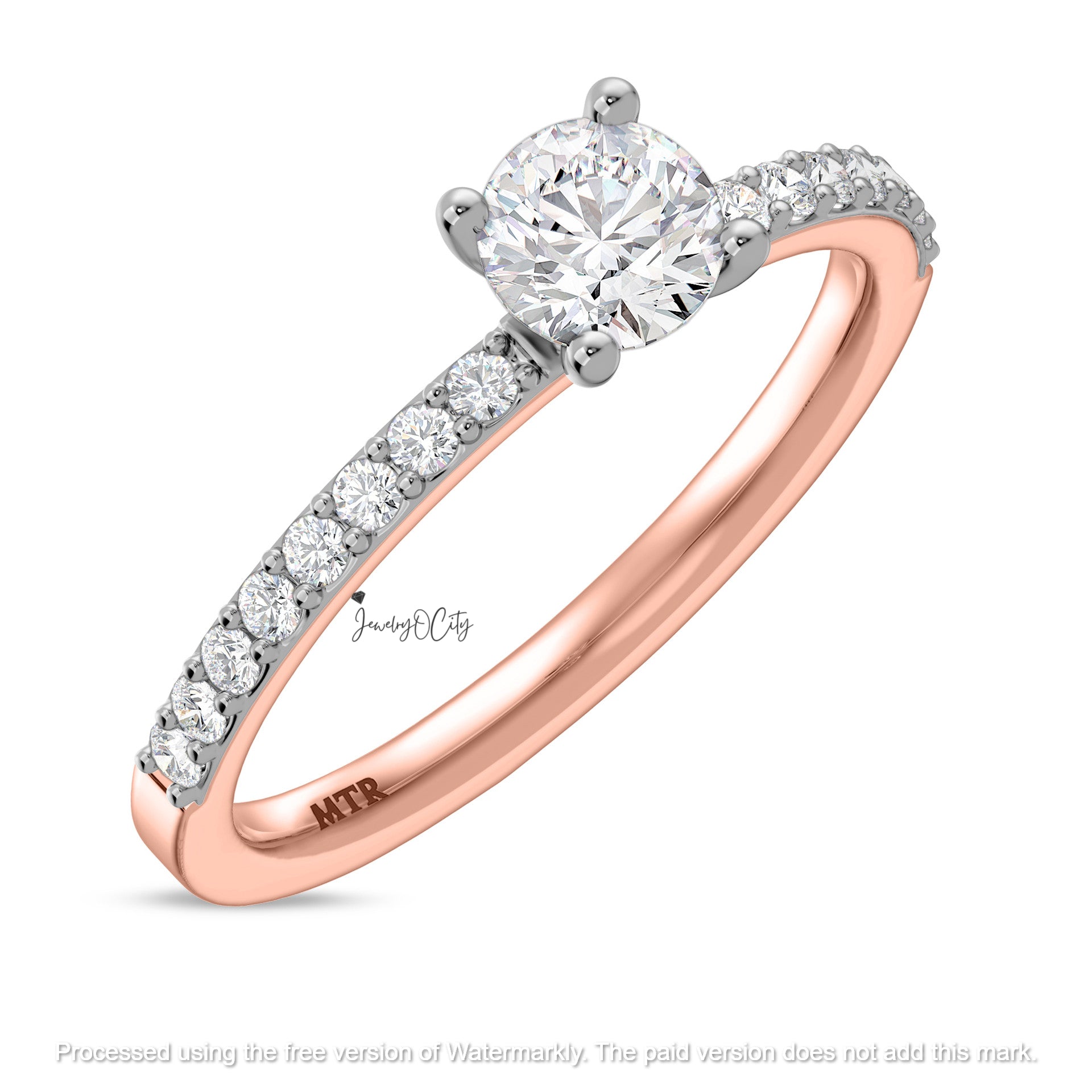 2.20Ct Round Cut Diamond Solitaire/Accent Wedding Trio Set