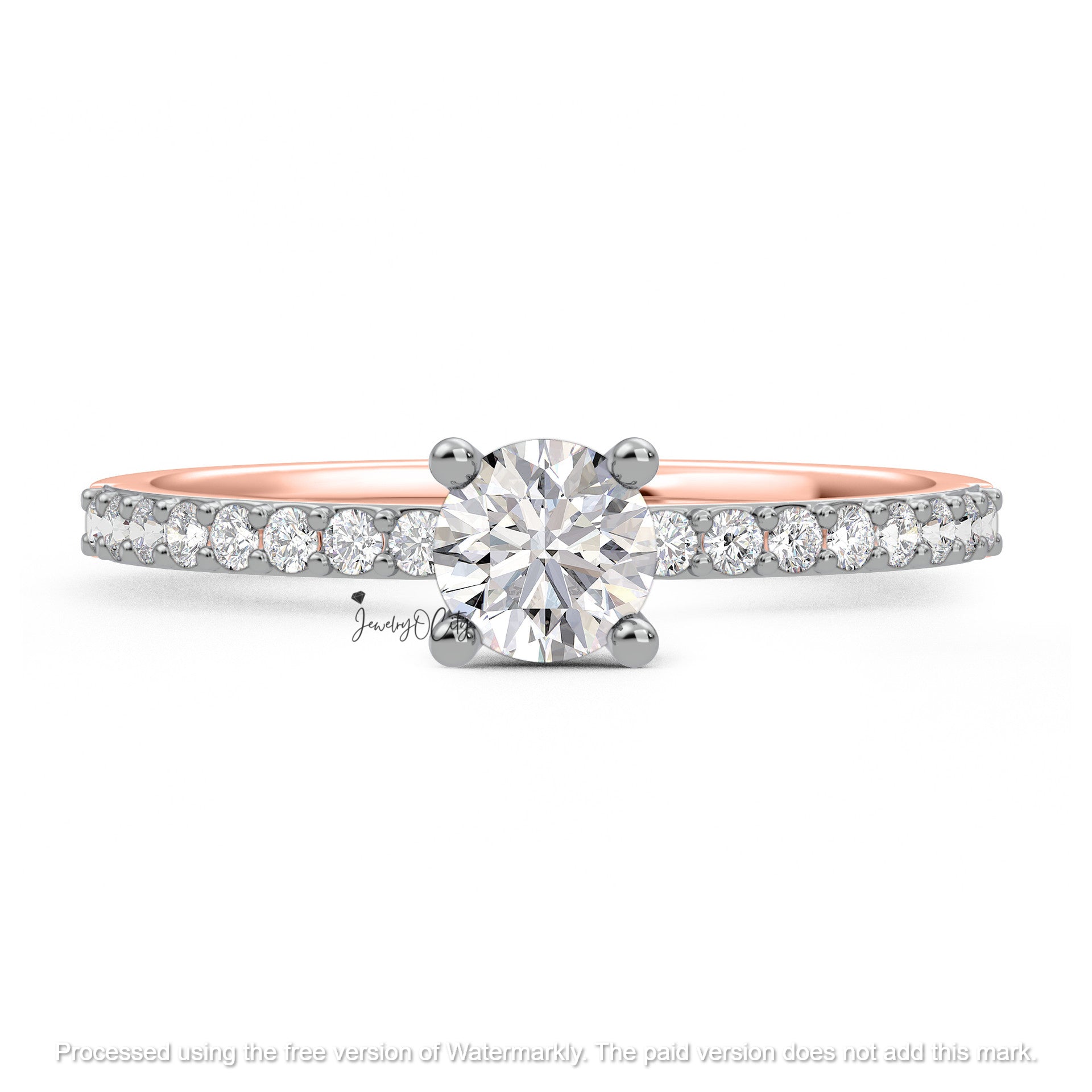 2.20Ct Round Cut Diamond Solitaire/Accent Wedding Trio Set