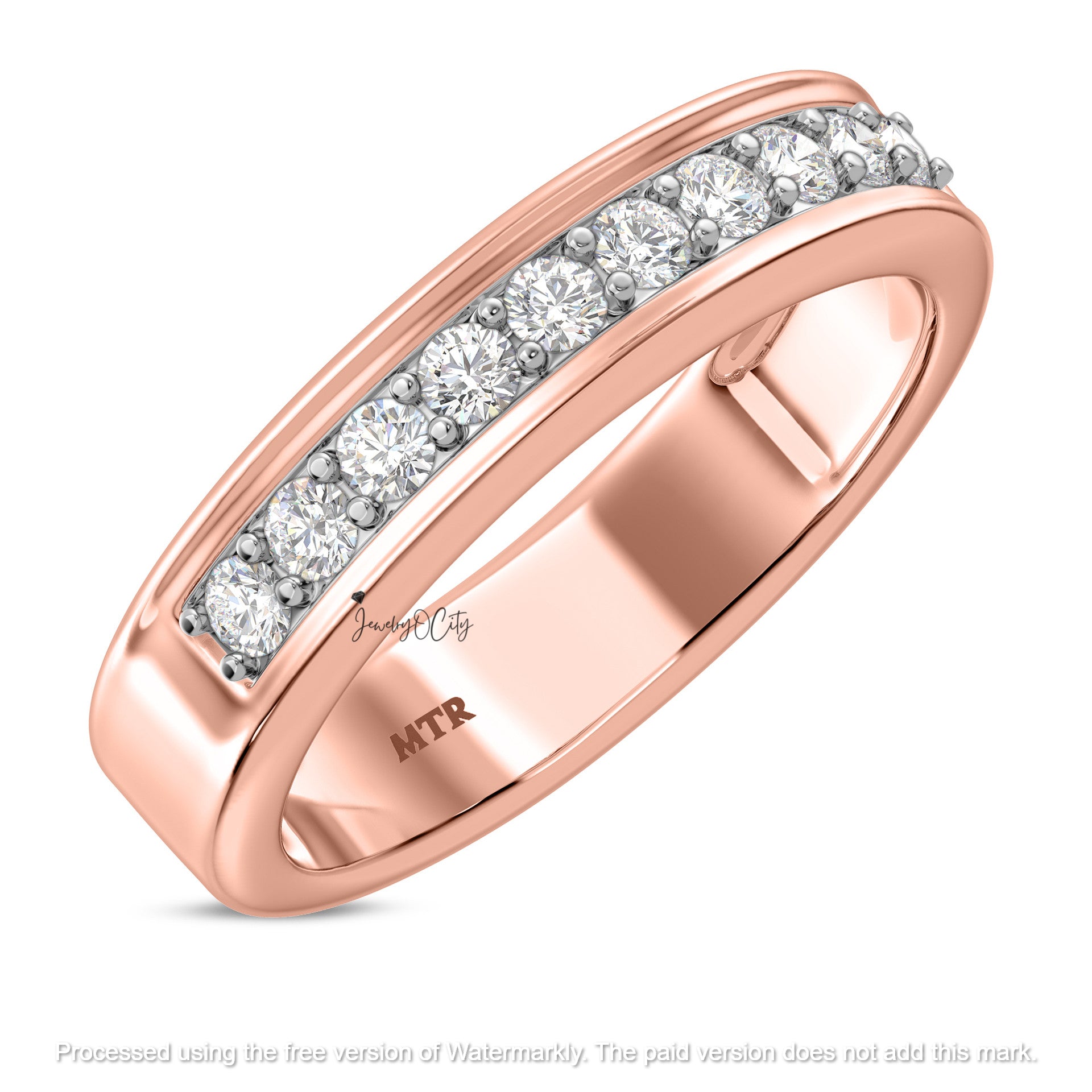 2.20Ct Round Cut Diamond Solitaire/Accent Wedding Trio Set