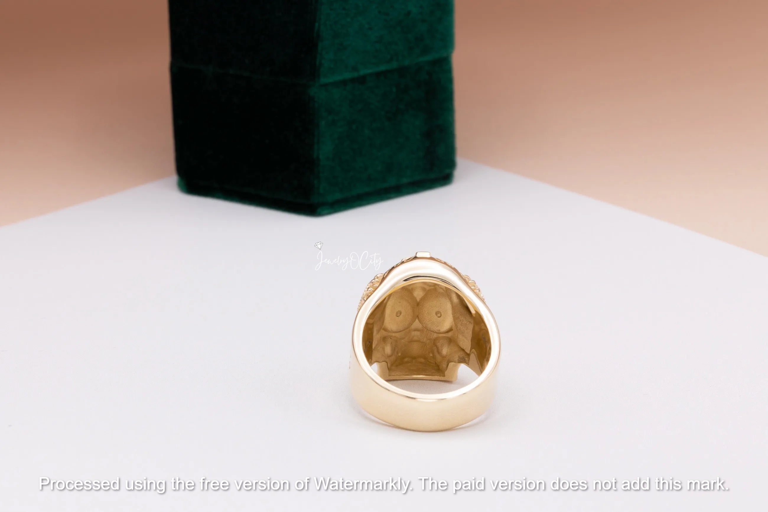 2Ct Round Cut Red Ruby Eyes Skull Shape Men's Solid Band