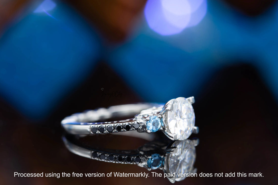 2.70Ct Blue Topaz & Diamond Heart Pave Ring For Her